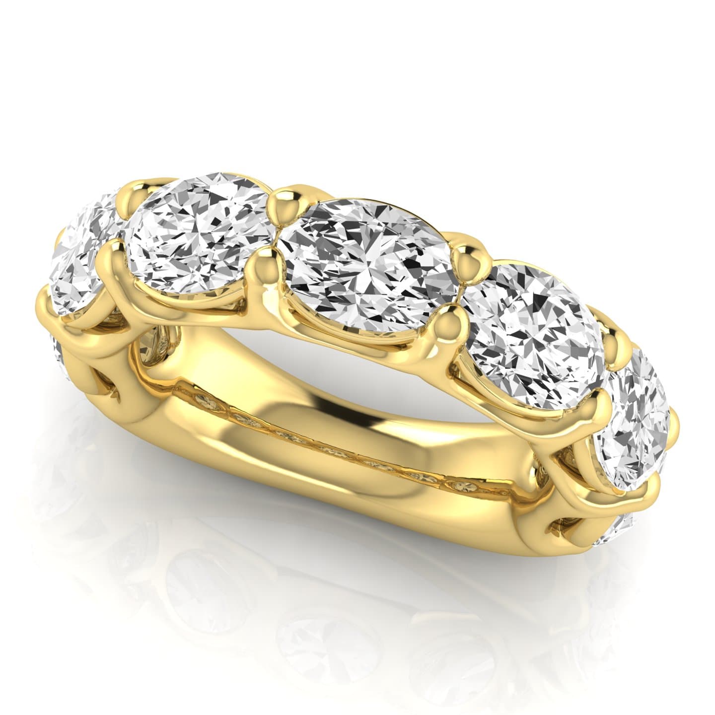 3/4 Spread Oval Diamond Wedding Band (1.17 ct. tw.), On hand view in yellow gold