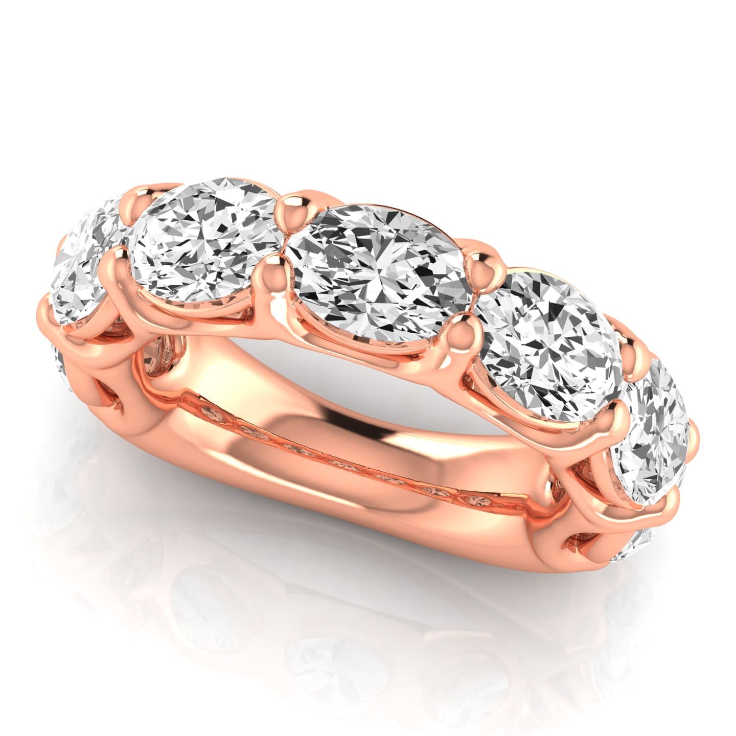3/4 Spread Oval Diamond Wedding Band (1.17 ct. tw.), On hand view in rose gold