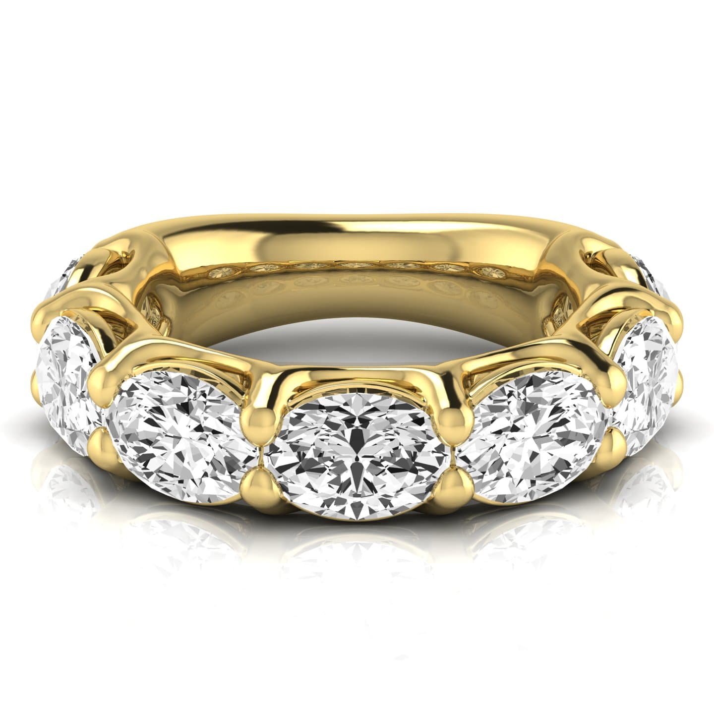 3/4 Spread Oval Diamond Wedding Band (1.17 ct. tw.), Side view in yellow gold