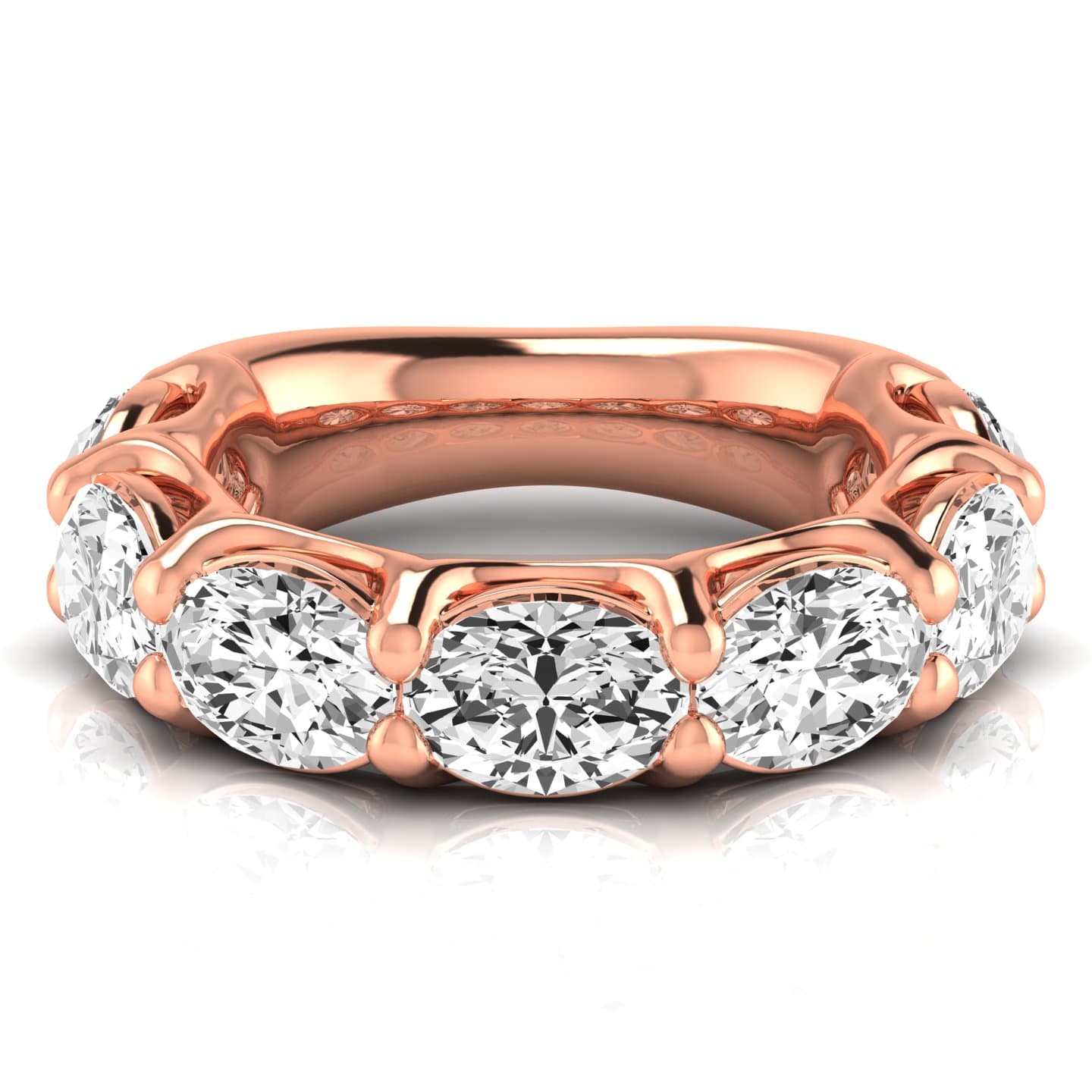 3/4 Spread Oval Diamond Wedding Band (1.17 ct. tw.), Side view in rose gold