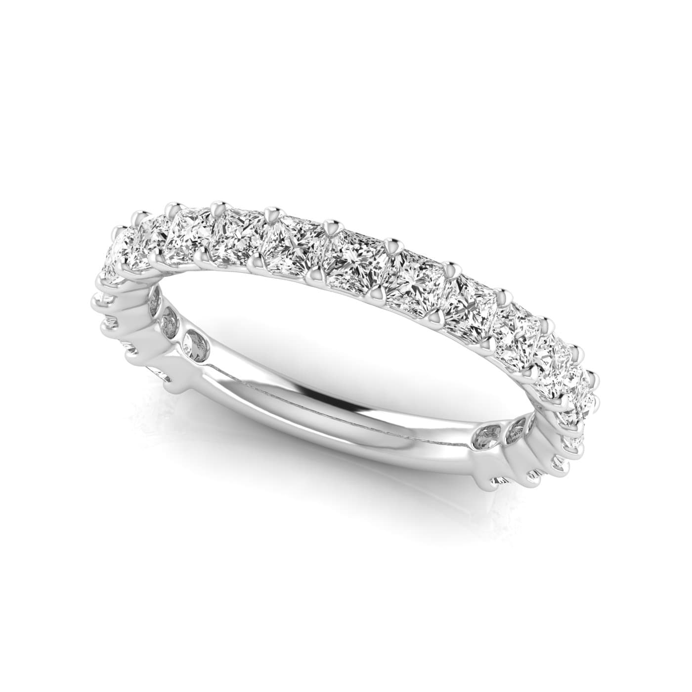 3/4 Spread Princess Diamond Wedding Band (1.9 ct. tw.), On hand view in white gold or platinum