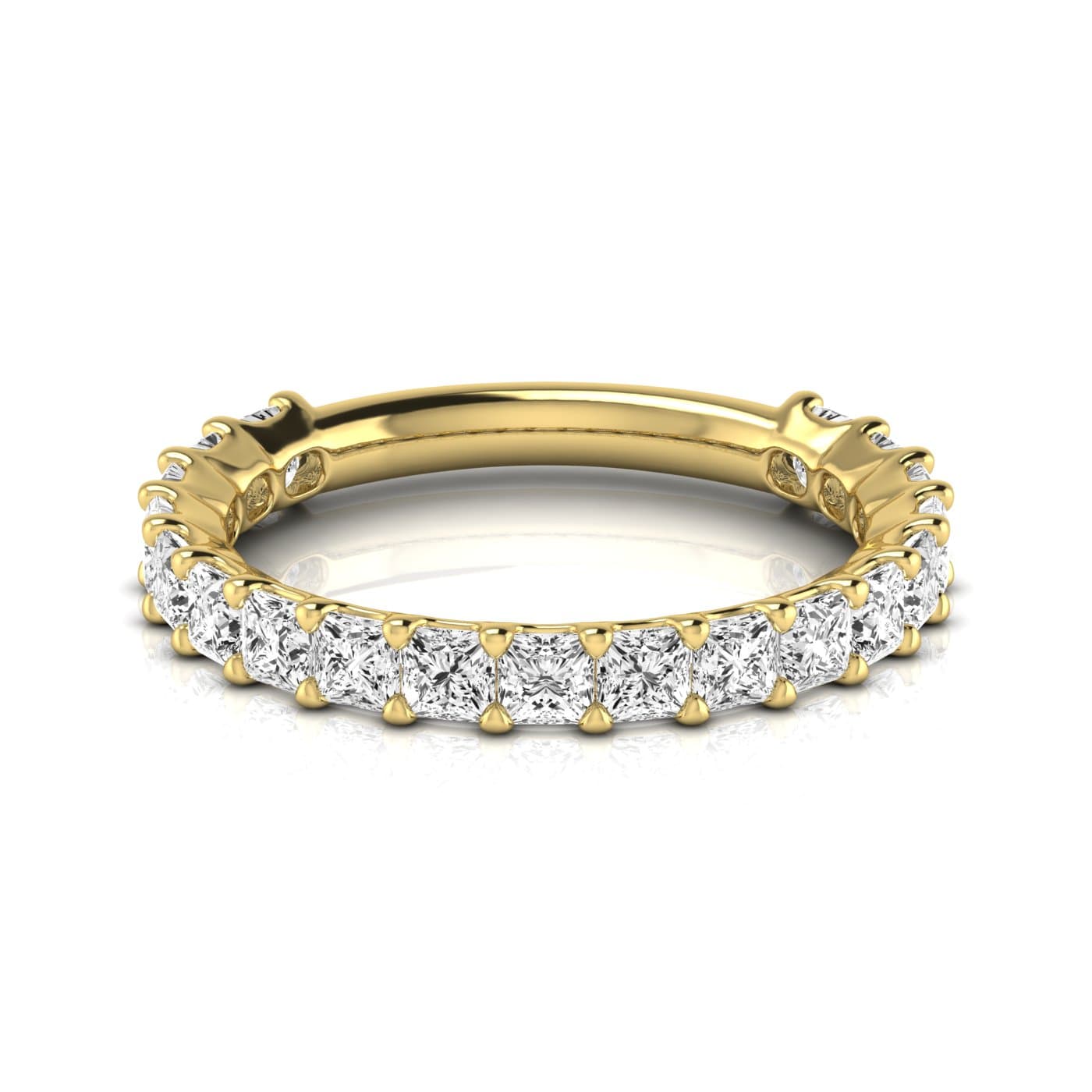 3/4 Spread Princess Diamond Wedding Band (1.9 ct. tw.), Side view in yellow gold