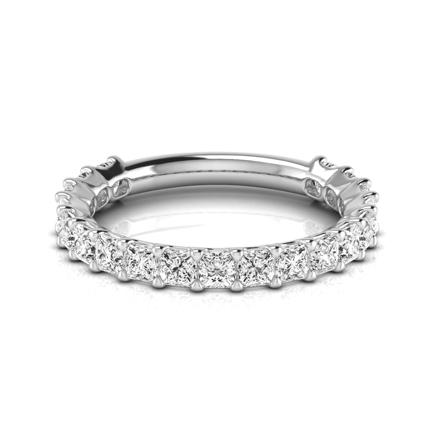 3/4 Spread Princess Diamond Wedding Band (1.9 ct. tw.), Side view in white gold or platinum