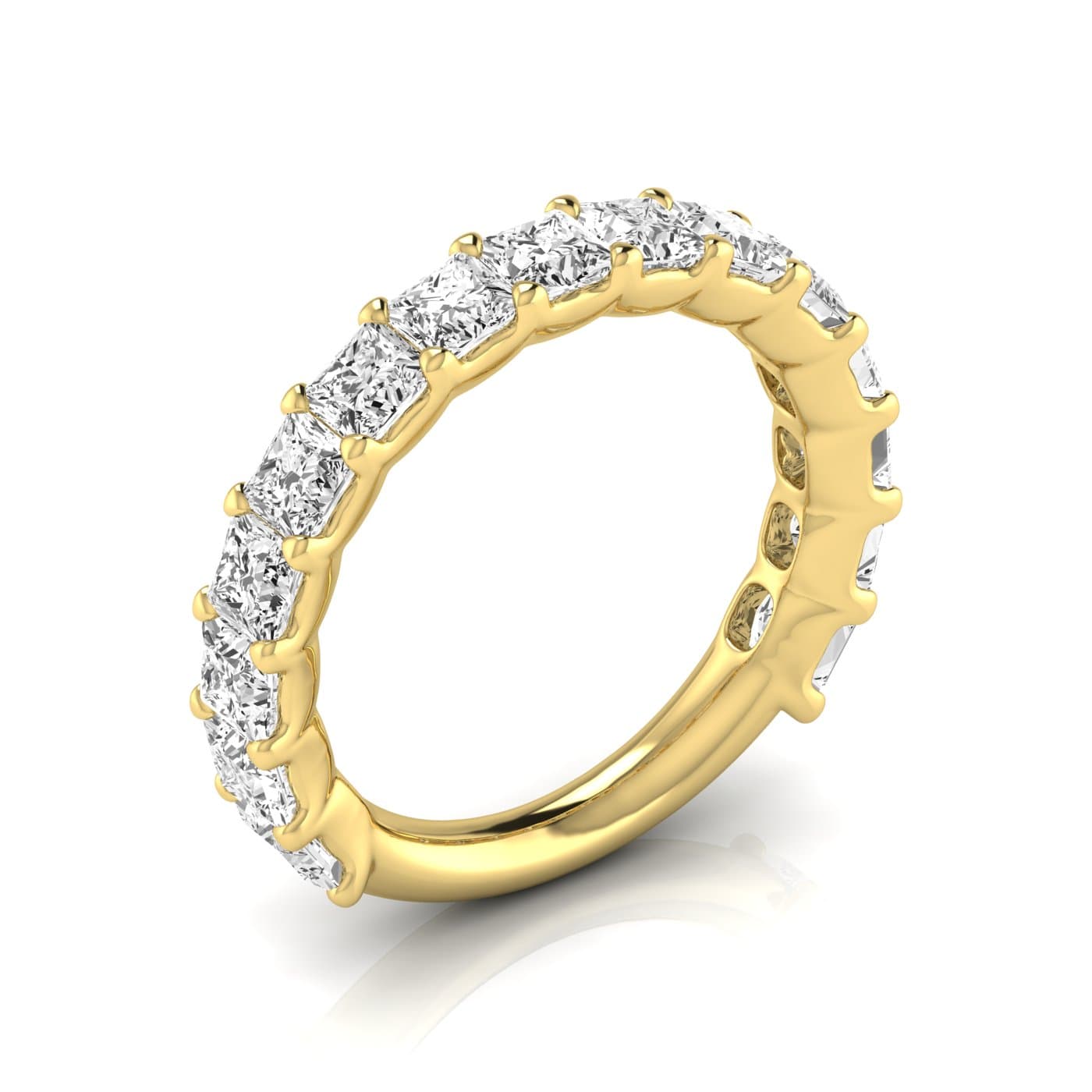 3/4 Spread Princess Diamond Wedding Band (3 3/4 ct. tw.), Front view in yellow gold