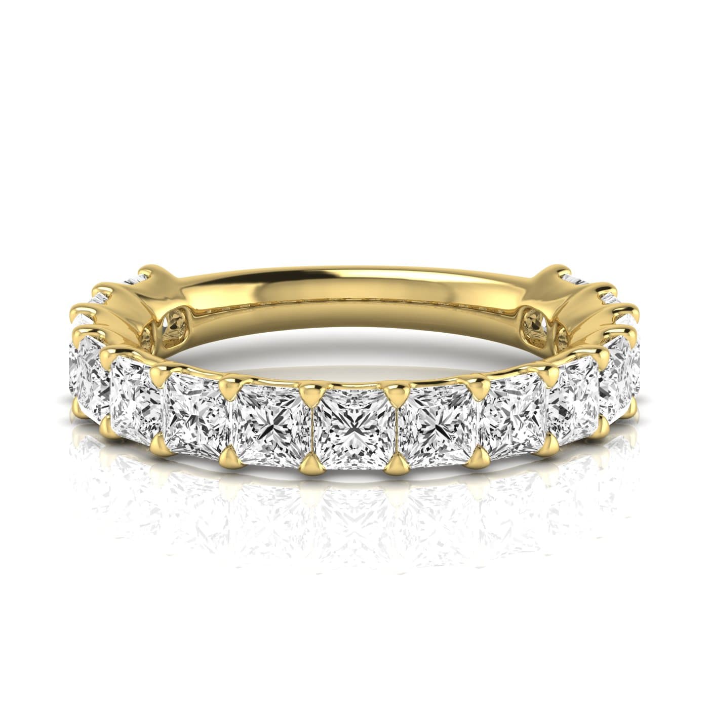 3/4 Spread Princess Diamond Wedding Band (3 3/4 ct. tw.), Side view in yellow gold