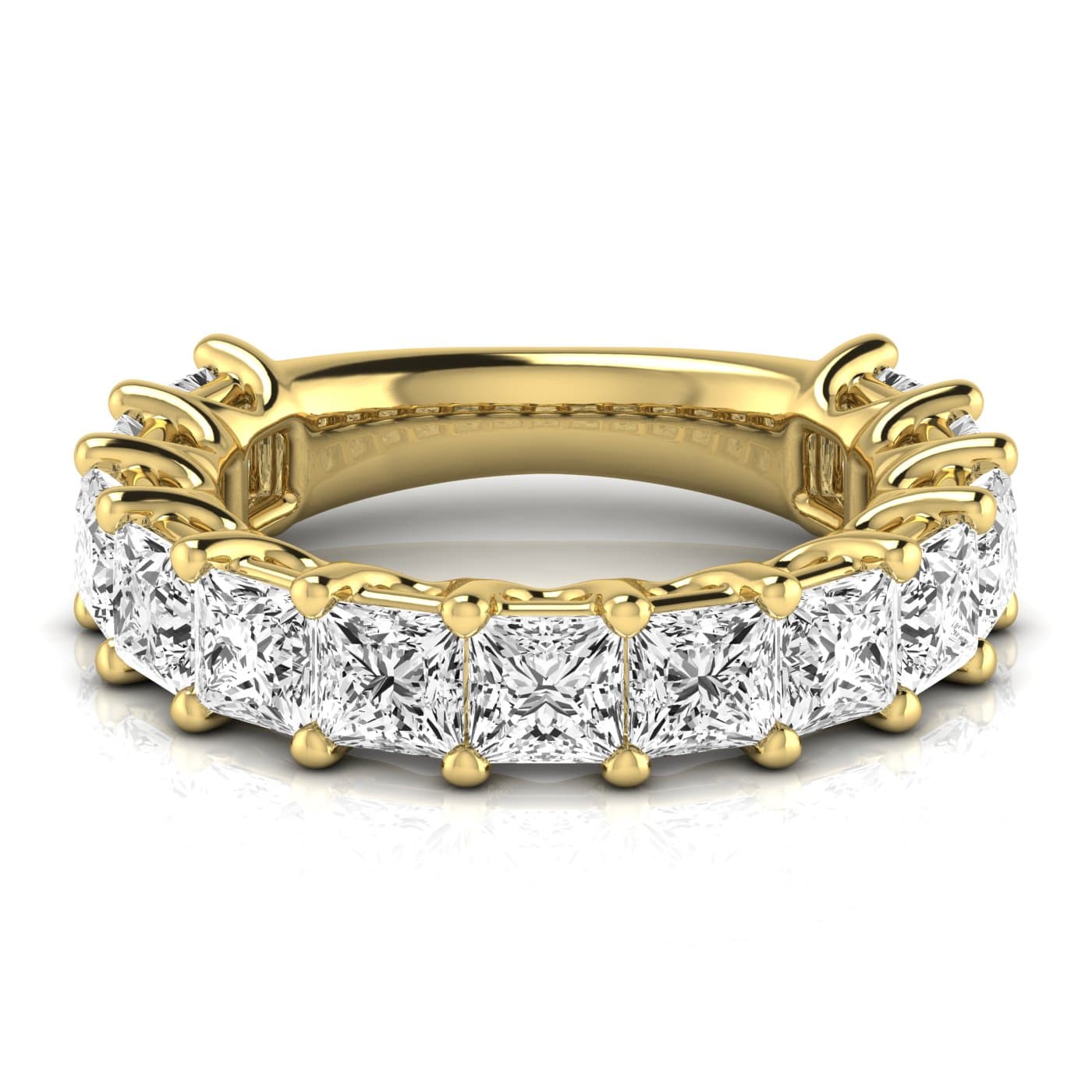3/4 Spread Princess Diamond Wedding Band (6 1/2 ct. tw.), Side view in yellow gold
