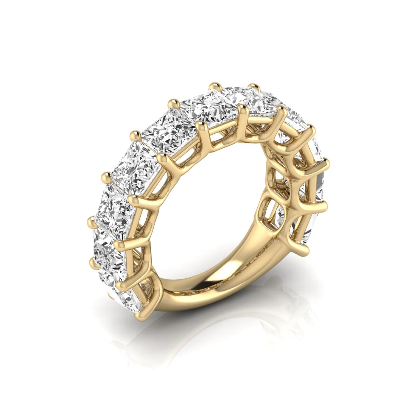 3/4 Spread Princess Diamond Wedding Band (8 1/4 ct. tw.), Front view in yellow gold