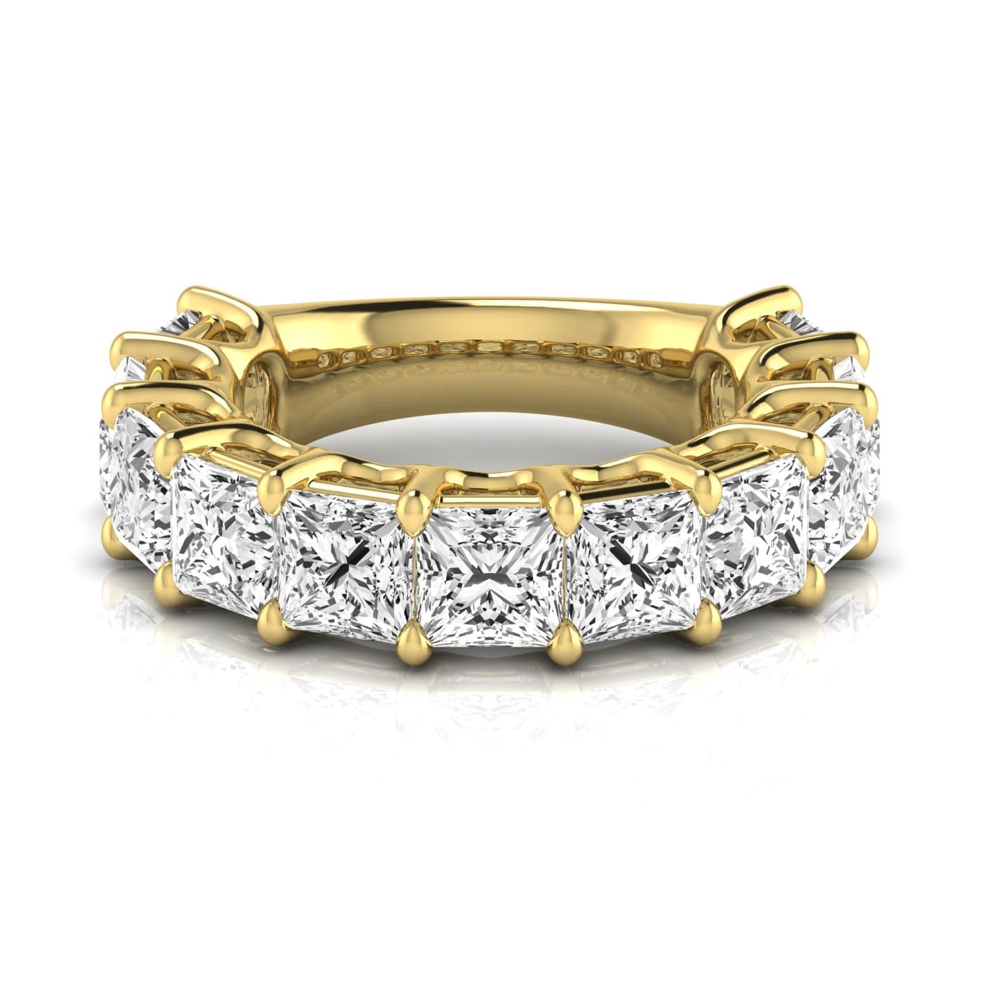 3/4 Spread Princess Diamond Wedding Band (8 1/4 ct. tw.), Side view in yellow gold