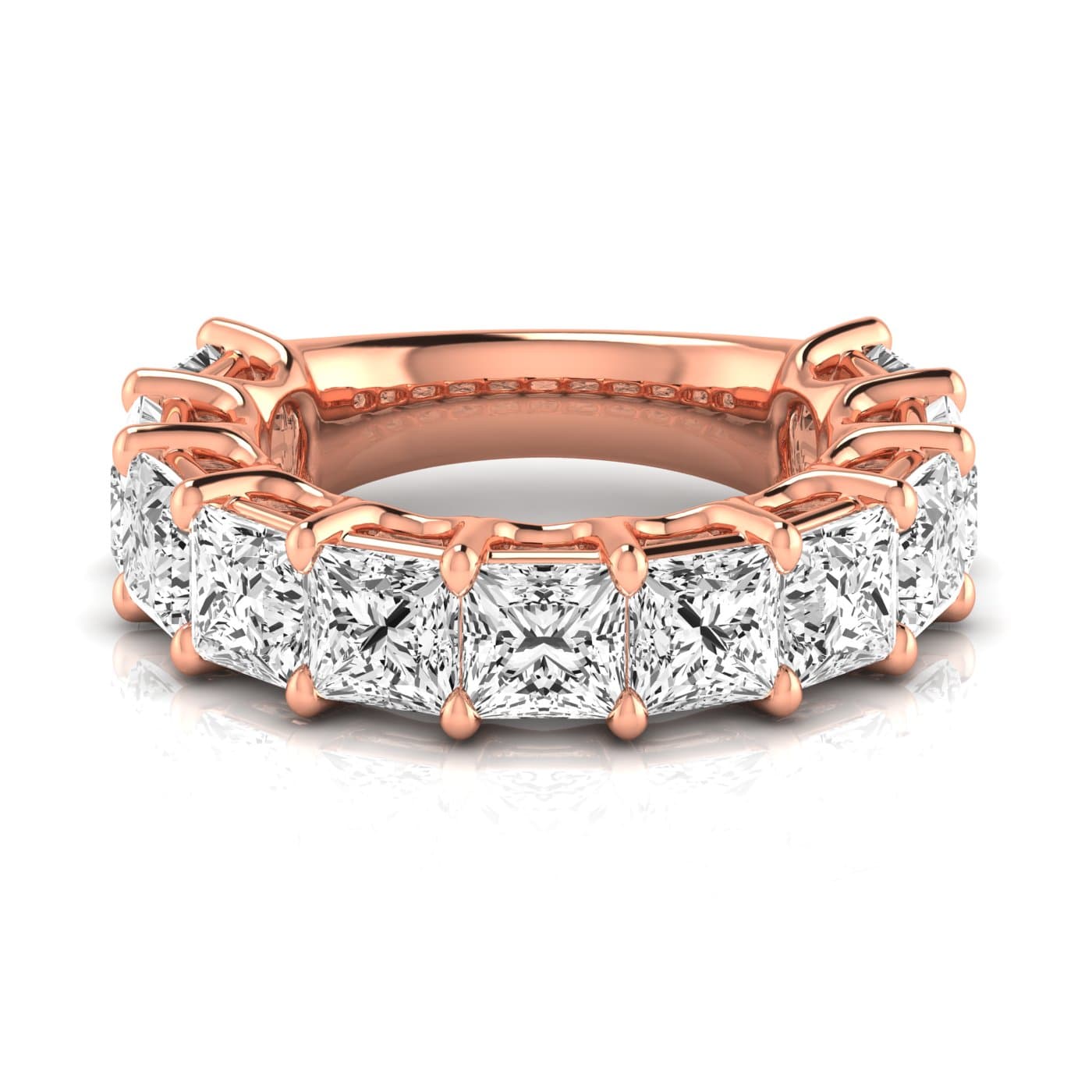 3/4 Spread Princess Diamond Wedding Band (8 1/4 ct. tw.), Side view in rose gold