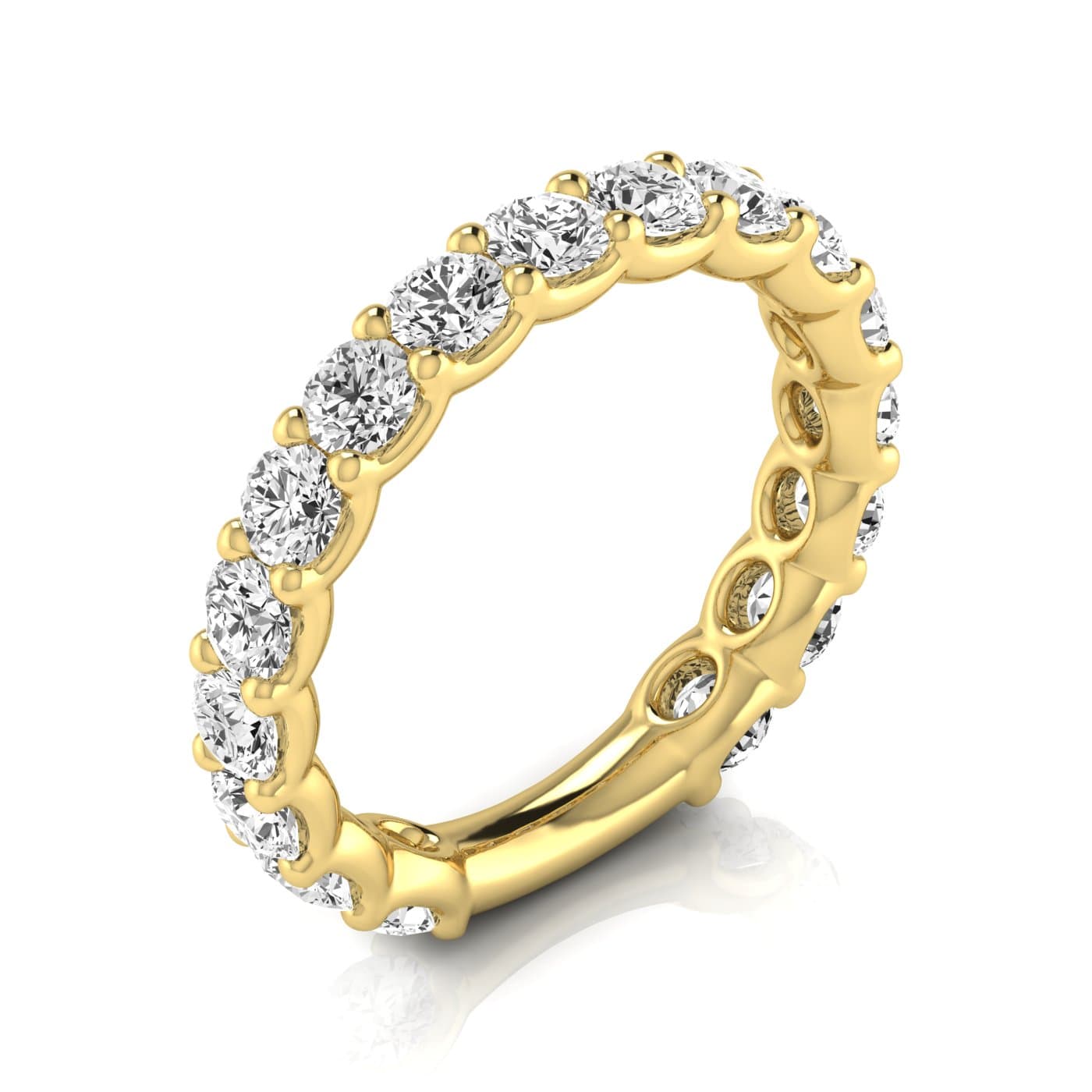 3/4 Spread Round Diamond Wedding Band (1.7 ct. tw.), Front view in yellow gold
