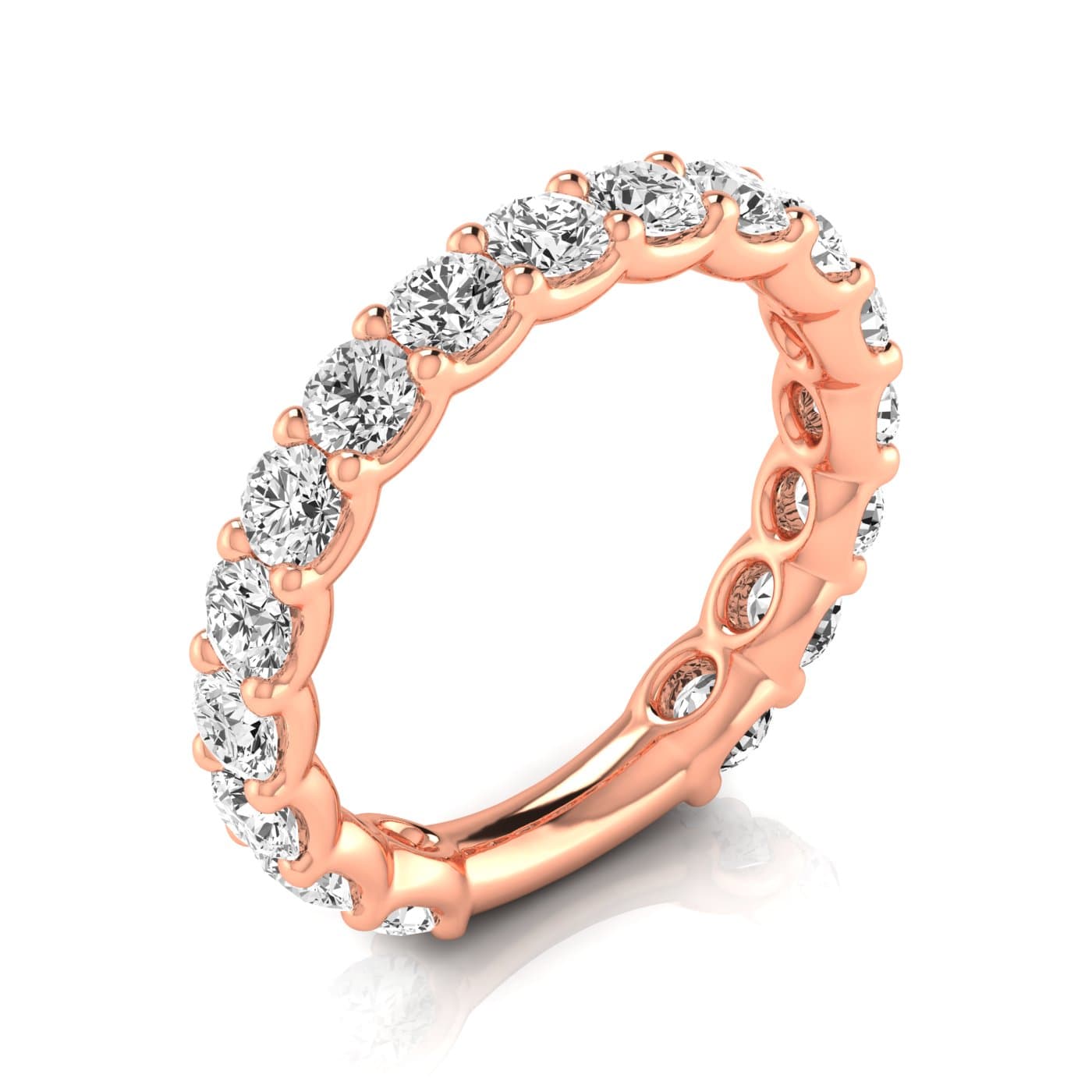 3/4 Spread Round Diamond Wedding Band (1.7 ct. tw.), Front view in rose gold