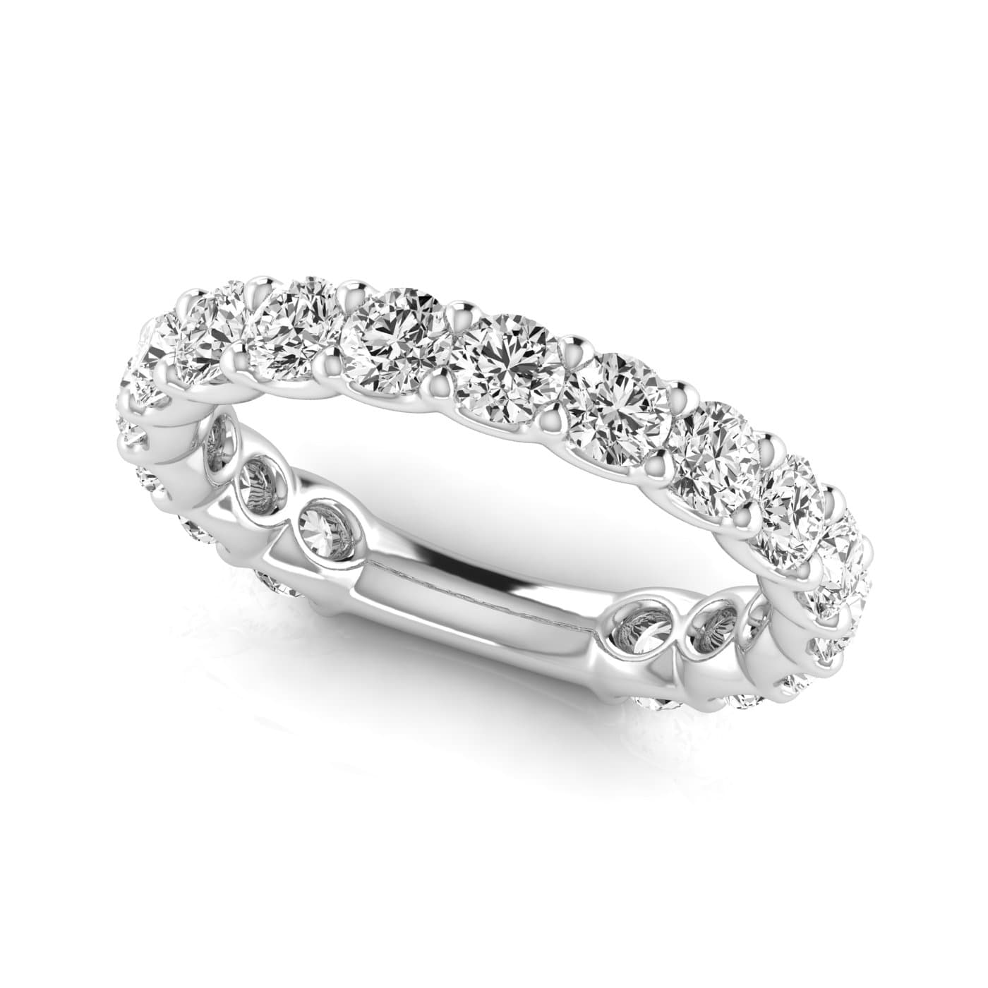 3/4 Spread Round Diamond Wedding Band (1.7 ct. tw.), On hand view in white gold or platinum
