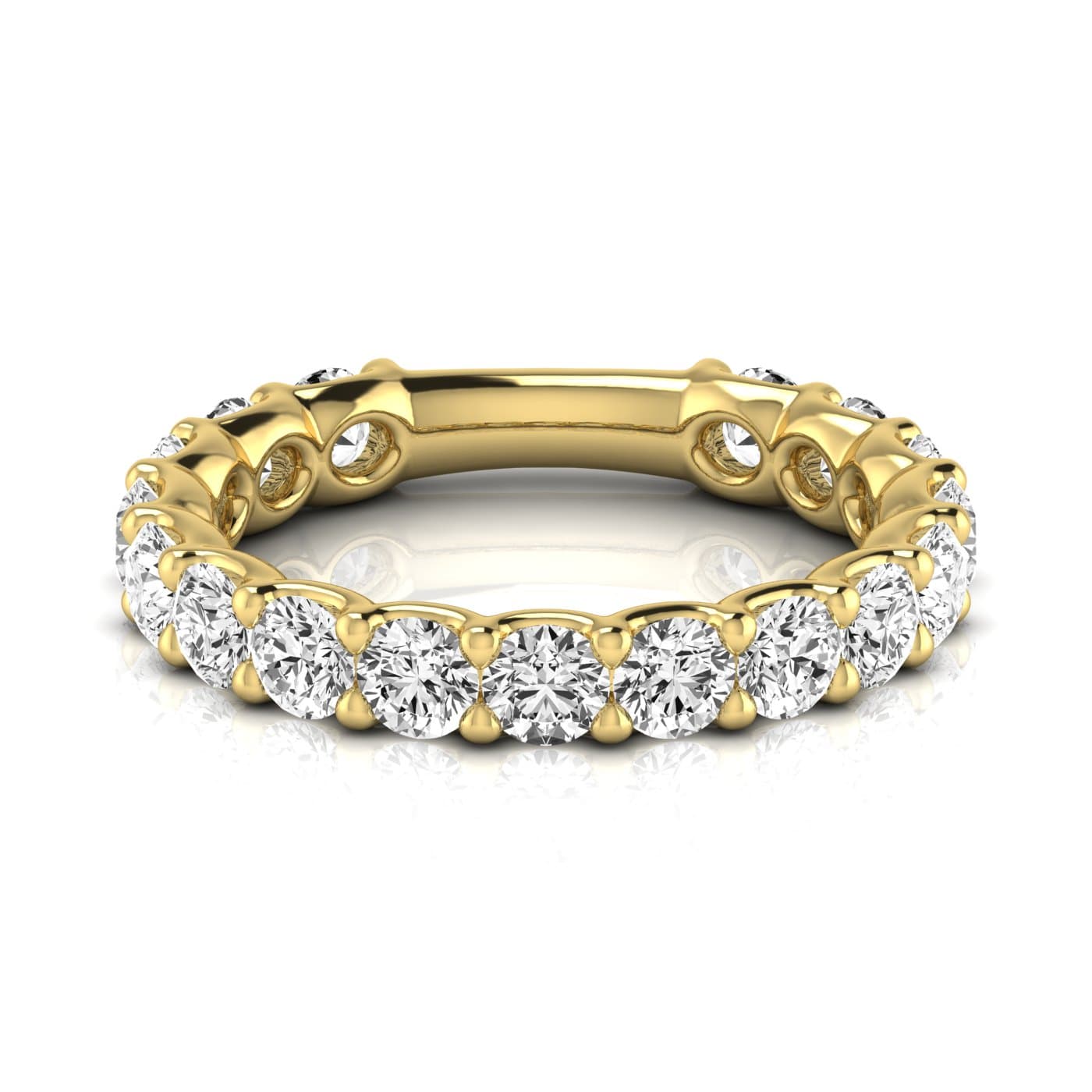 3/4 Spread Round Diamond Wedding Band (1.7 ct. tw.), Side view in yellow gold