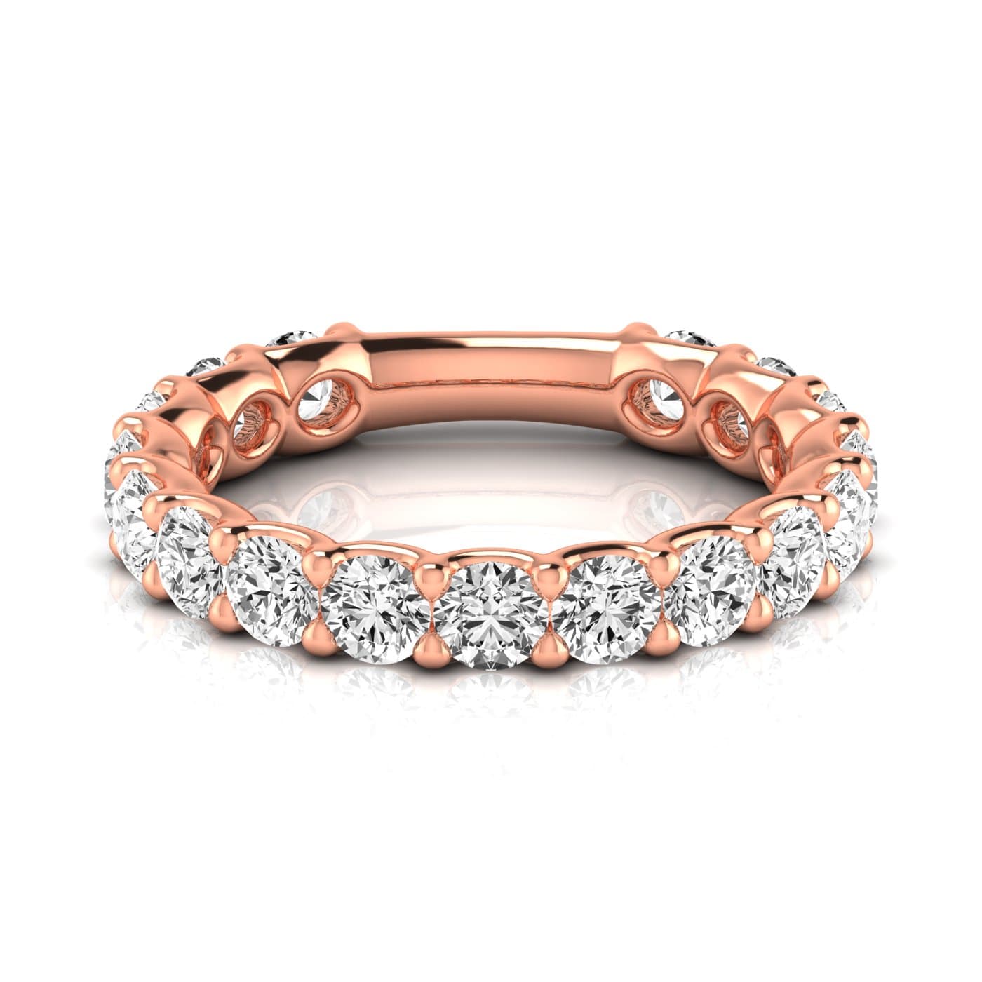 3/4 Spread Round Diamond Wedding Band (1.7 ct. tw.), Side view in rose gold