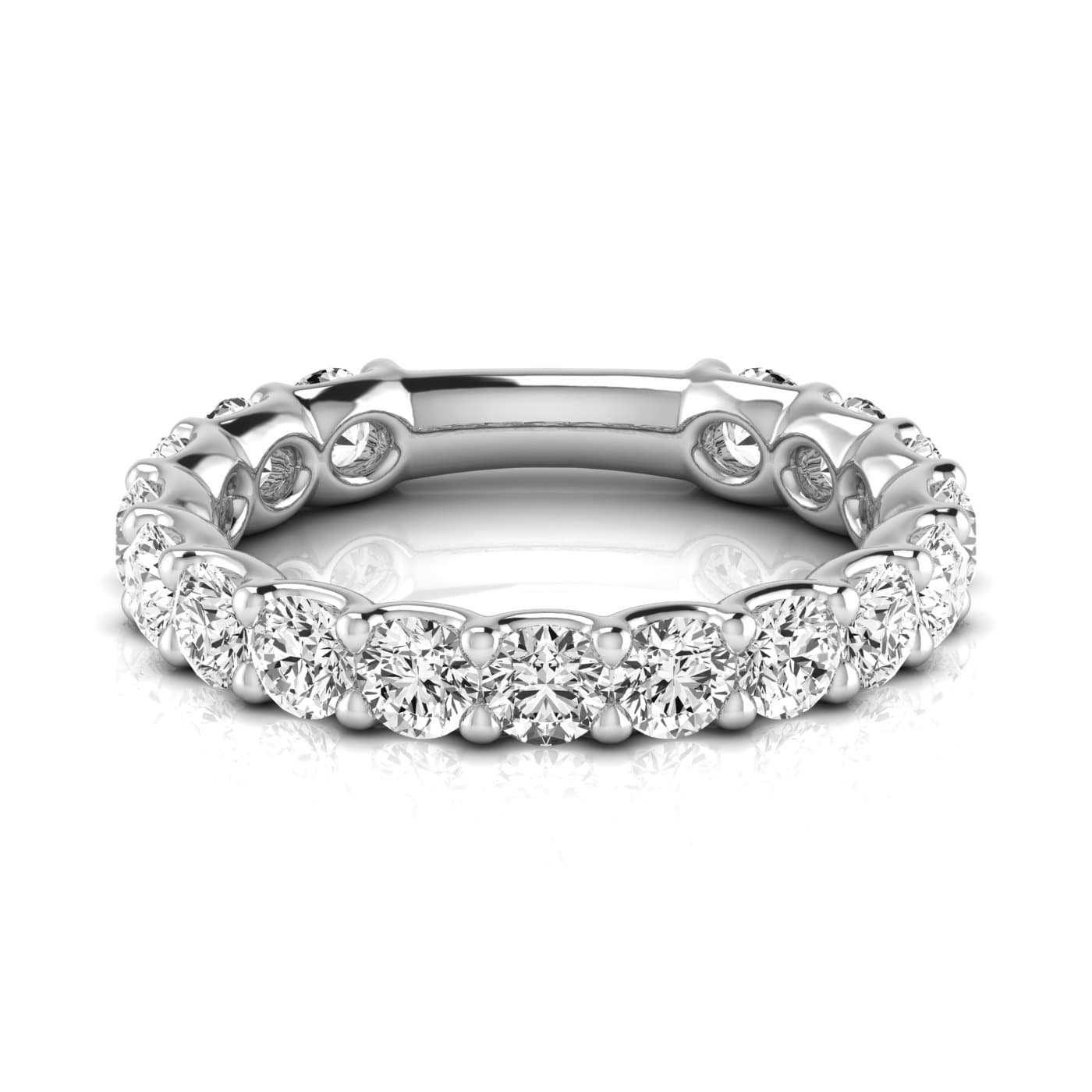 3/4 Spread Round Diamond Wedding Band (1.7 ct. tw.), Side view in white gold or platinum