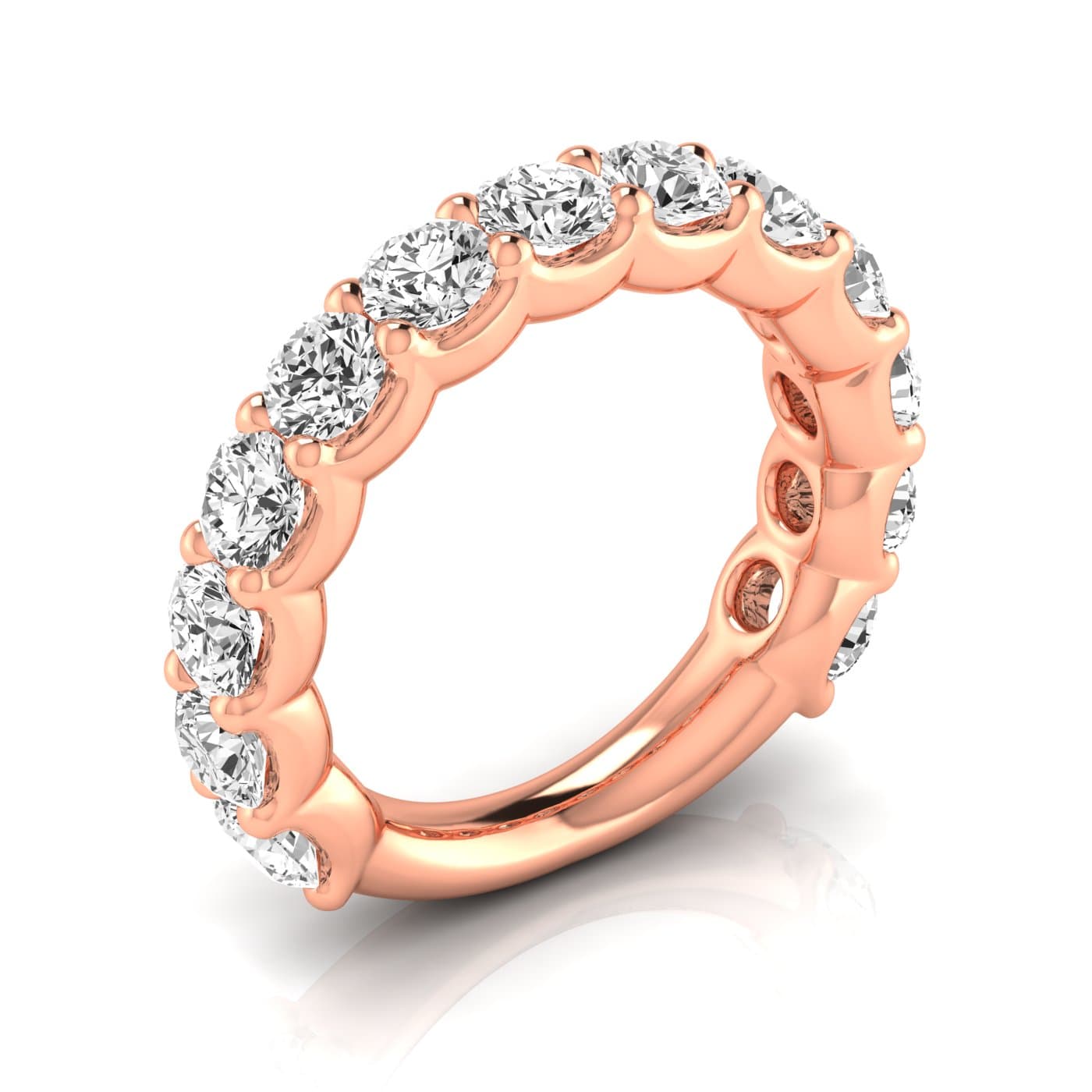 3/4 Spread Round Diamond Wedding Band (3 1/4 ct. tw.), Front view in rose gold