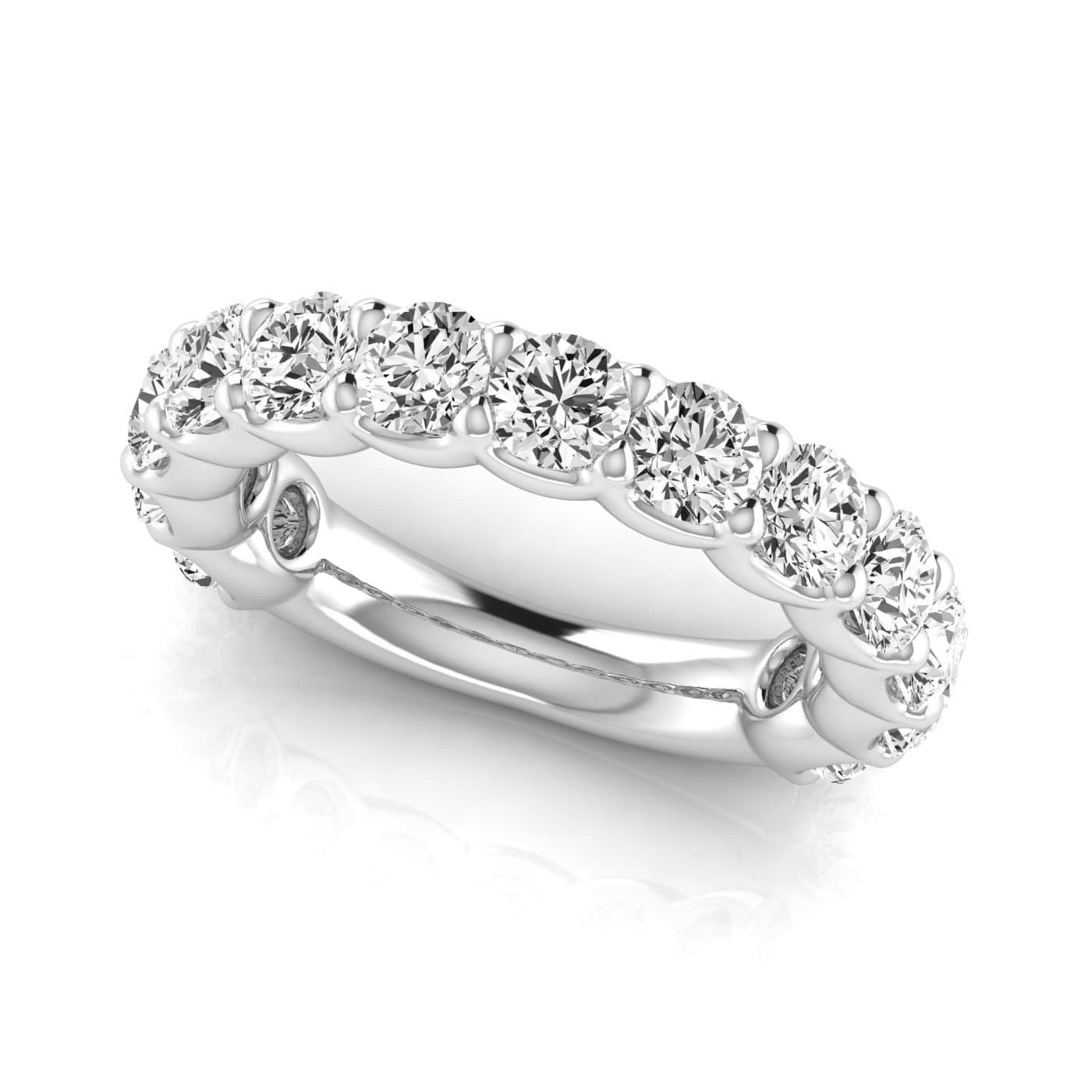 3/4 Spread Round Diamond Wedding Band (3 1/4 ct. tw.), On hand view in white gold or platinum