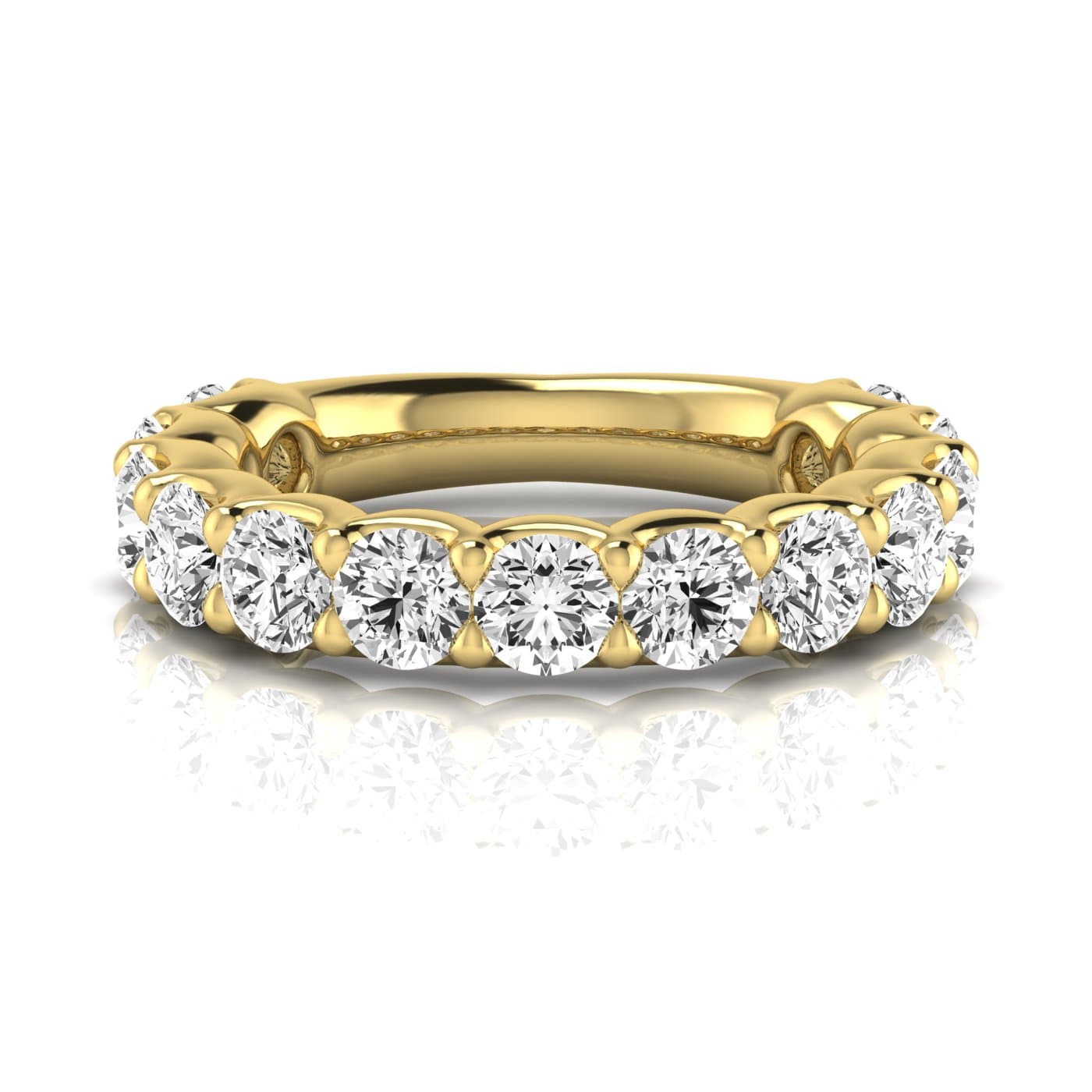 3/4 Spread Round Diamond Wedding Band (3 1/4 ct. tw.), Side view in yellow gold