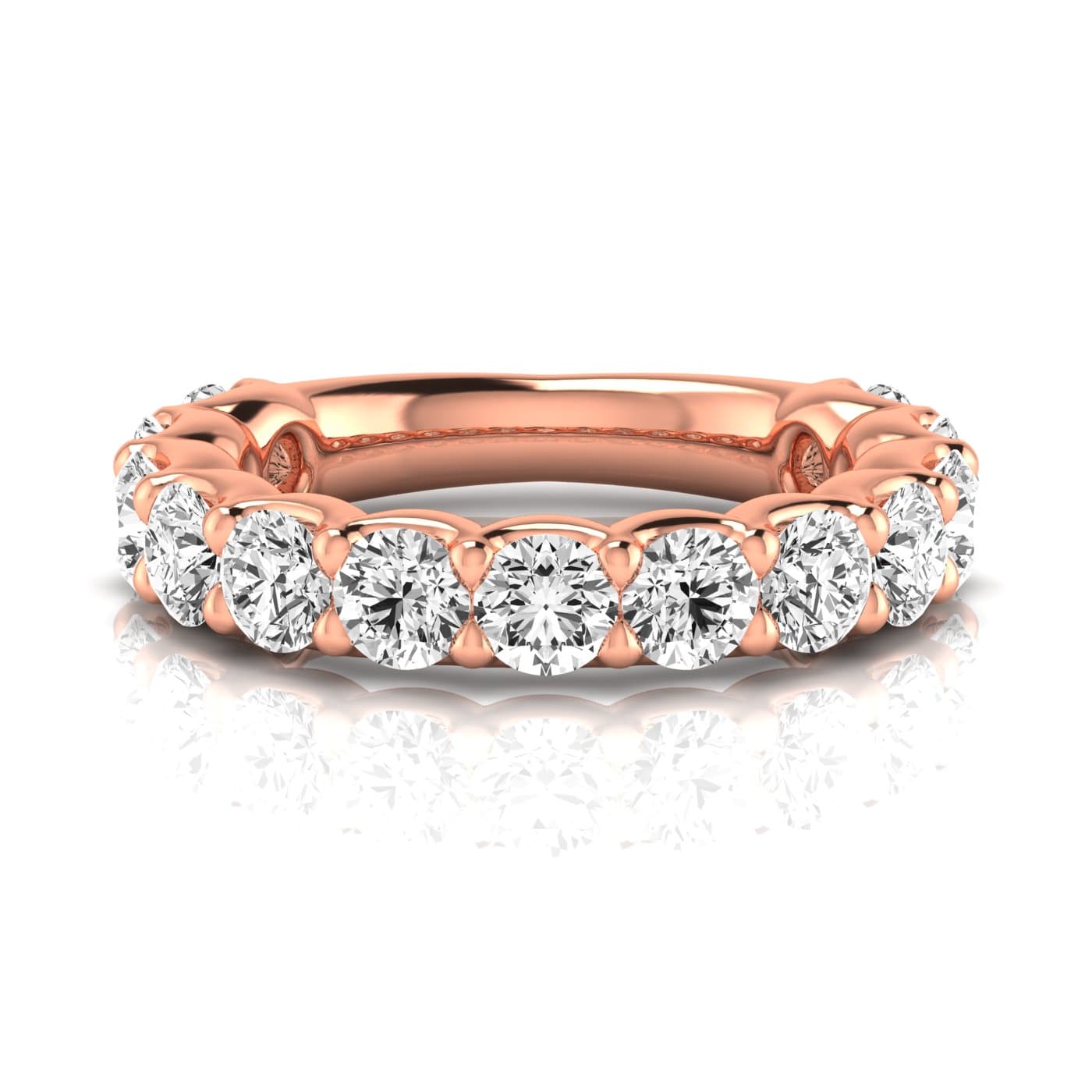 3/4 Spread Round Diamond Wedding Band (3 1/4 ct. tw.), Side view in rose gold