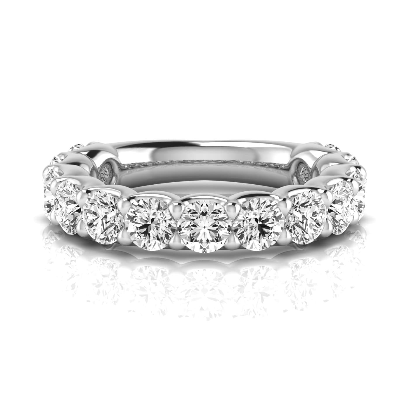 3/4 Spread Round Diamond Wedding Band (3 1/4 ct. tw.), Side view in white gold or platinum