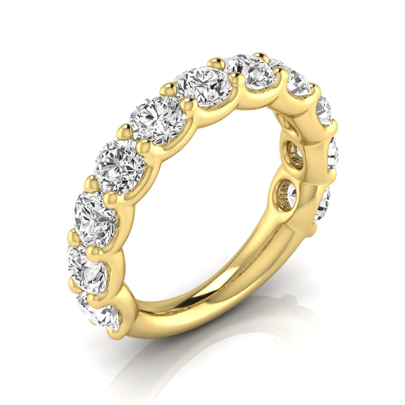 3/4 Spread Round Diamond Wedding Band (3 5/8 ct. tw.), Front view in yellow gold