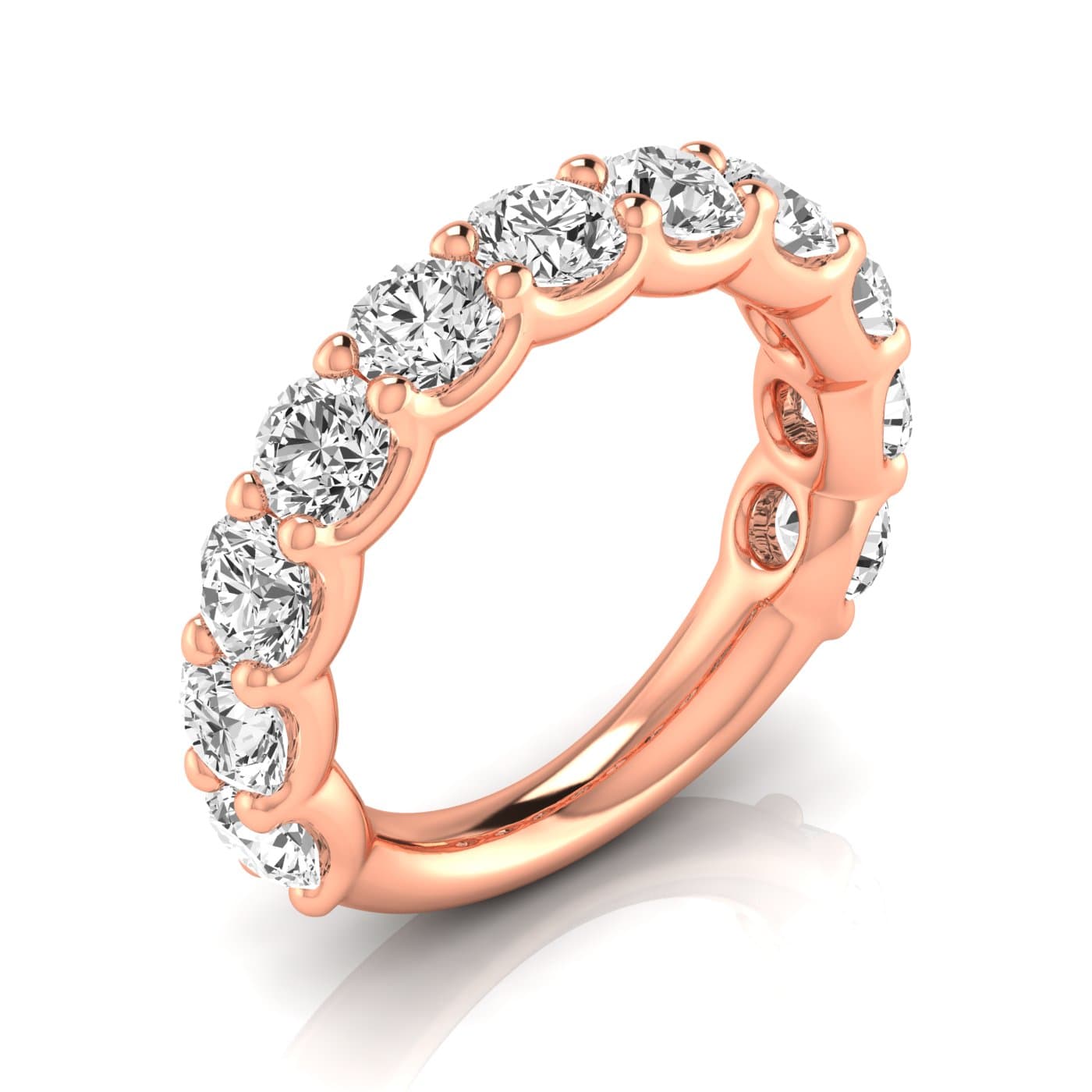 3/4 Spread Round Diamond Wedding Band (3 5/8 ct. tw.), Front view in rose gold