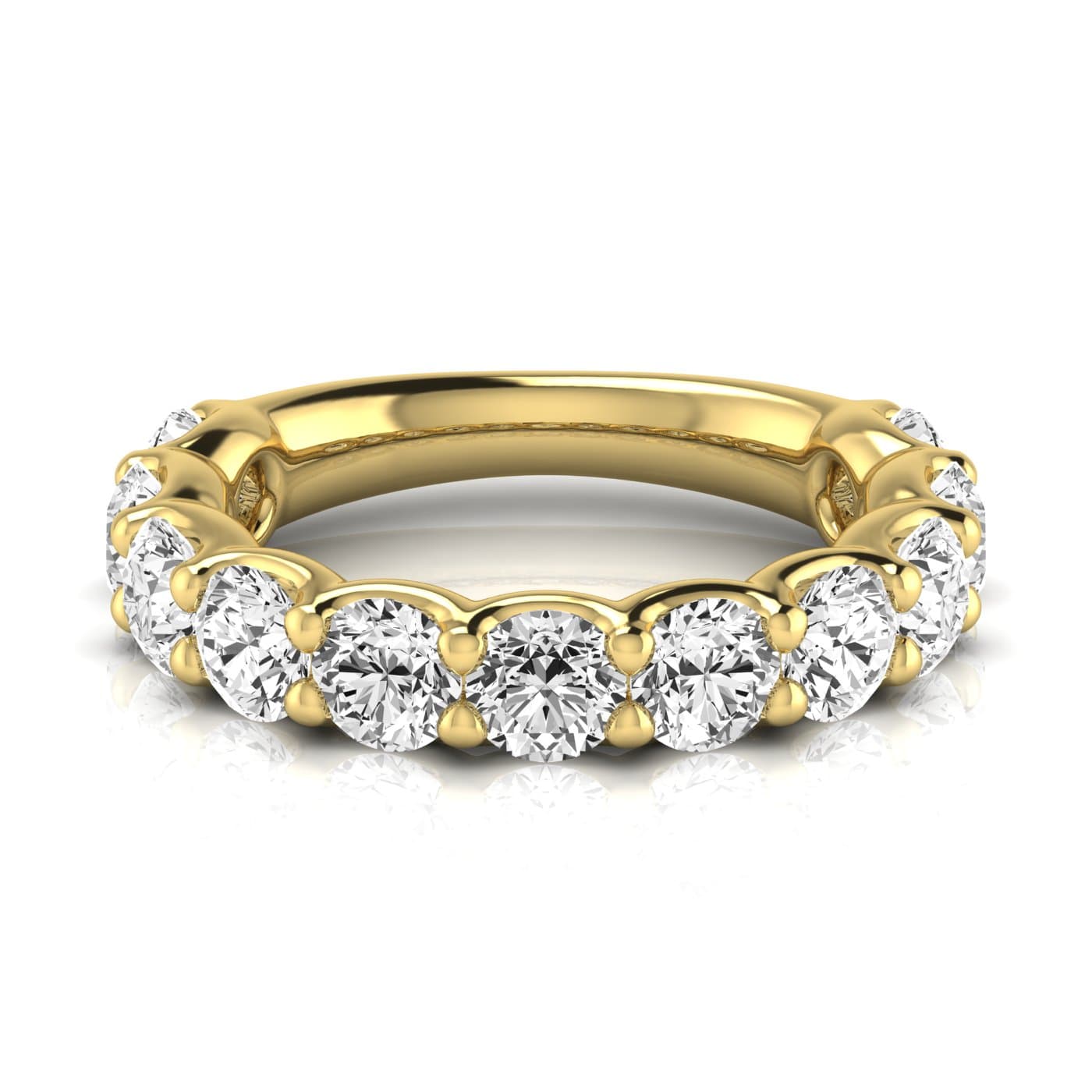 3/4 Spread Round Diamond Wedding Band (3 5/8 ct. tw.), Side view in yellow gold
