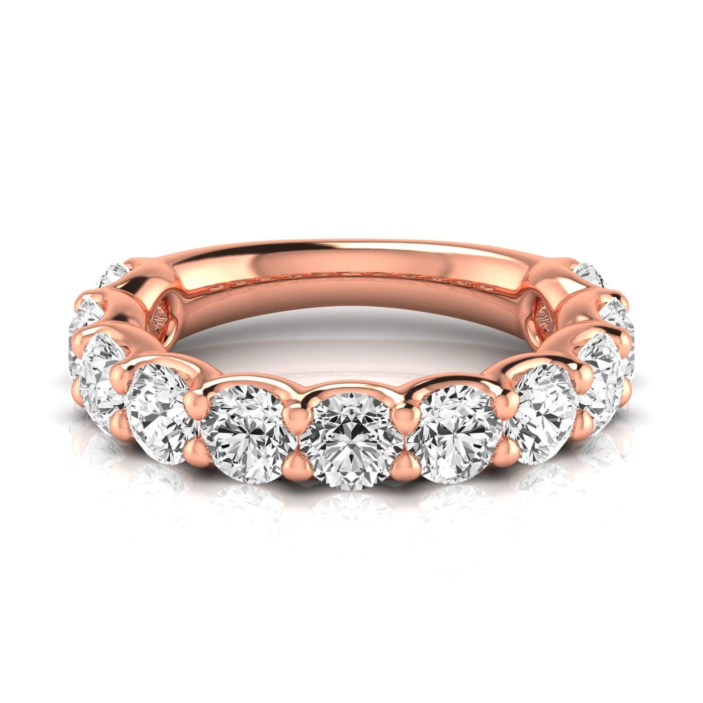 3/4 Spread Round Diamond Wedding Band (3 5/8 ct. tw.), Side view in rose gold