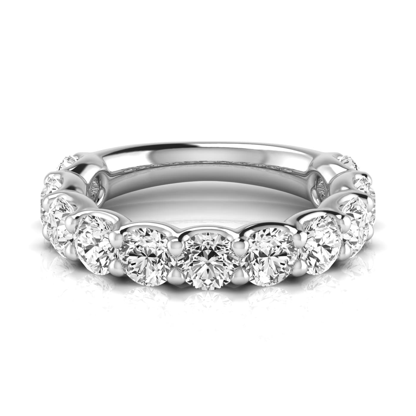3/4 Spread Round Diamond Wedding Band (3 5/8 ct. tw.), Side view in white gold or platinum