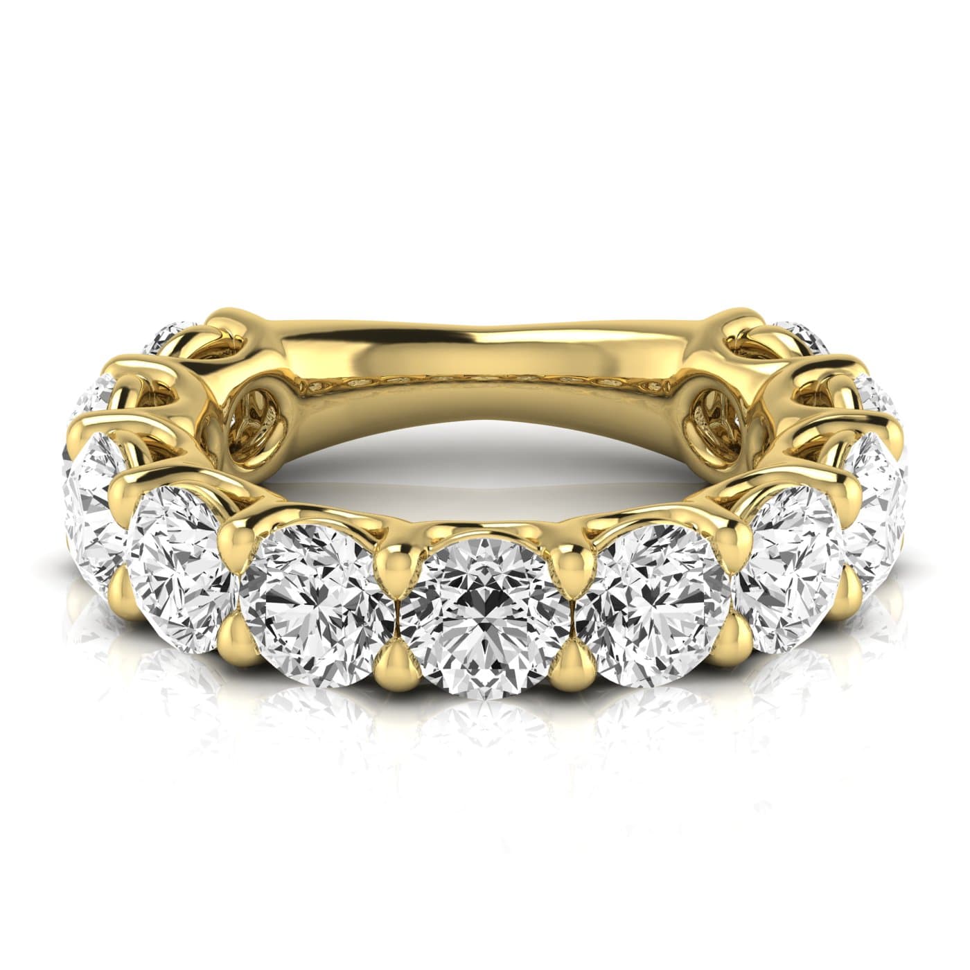 3/4 Spread Round Diamond Wedding Band (5 1/2 ct. tw.), Side view in yellow gold