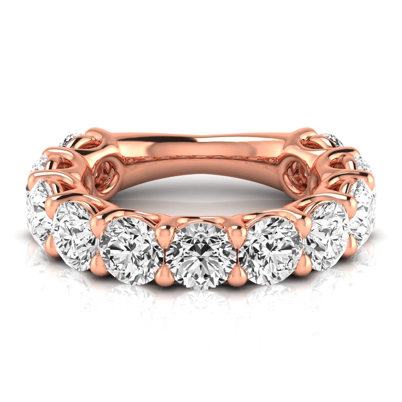 3/4 Spread Round Diamond Wedding Band (5 1/2 ct. tw.), Side view in rose gold