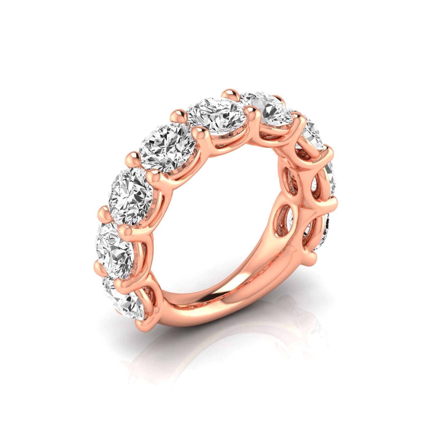 3/4 Spread Round Diamond Wedding Band (6 3/4 ct. tw.), Front view in rose gold