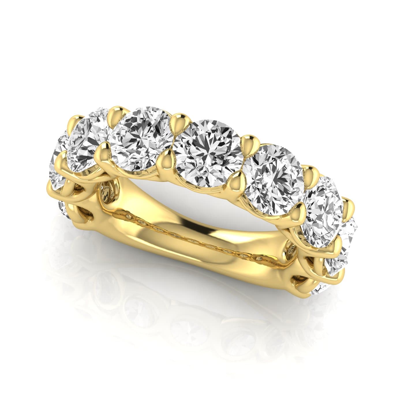 3/4 Spread Round Diamond Wedding Band (6 3/4 ct. tw.), On hand view in yellow gold