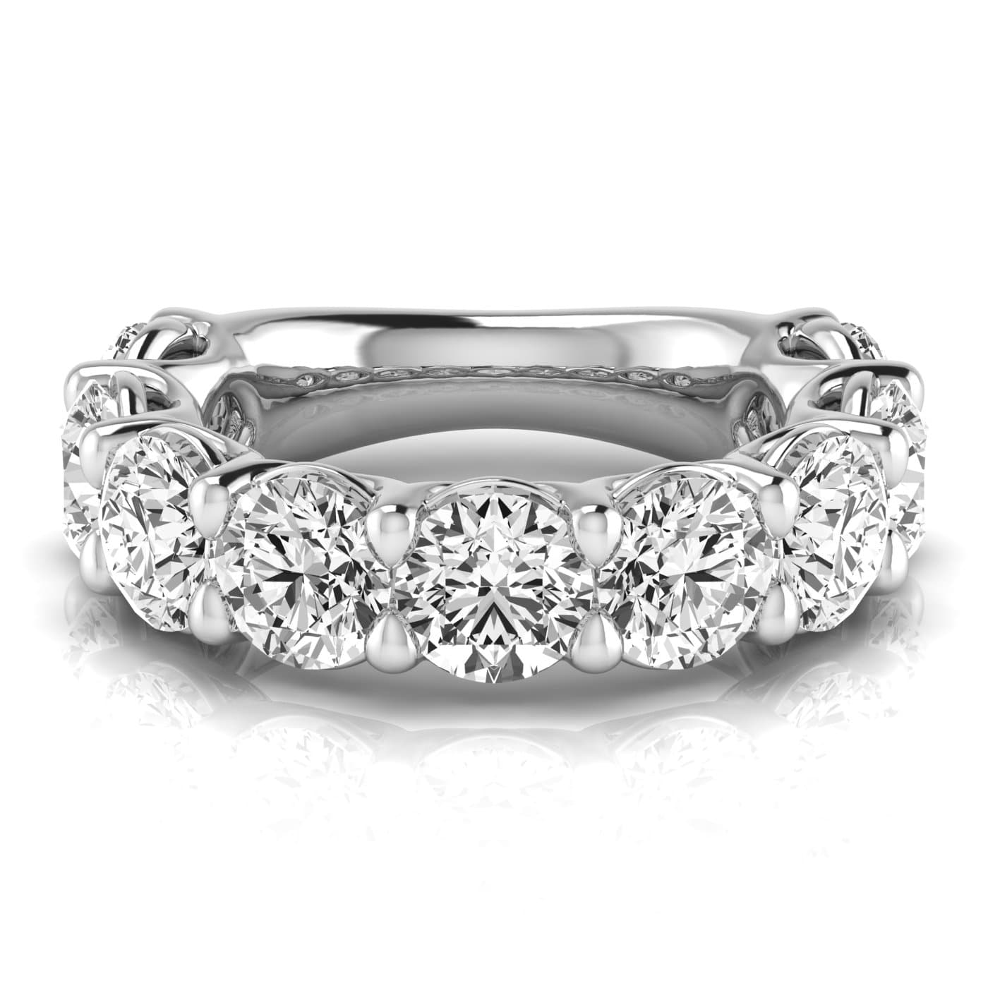 3/4 Spread Round Diamond Wedding Band (6 3/4 ct. tw.), Side view in white gold or platinum