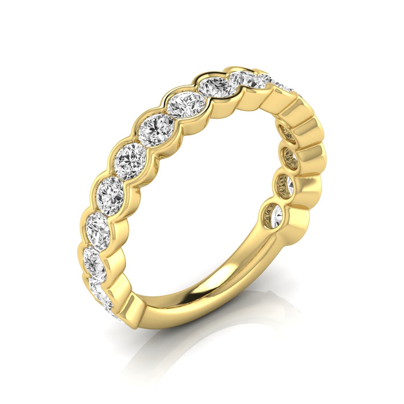 3/4 Spread Round Diamond Wedding Band (1.6 ct. tw.), Front view in yellow gold