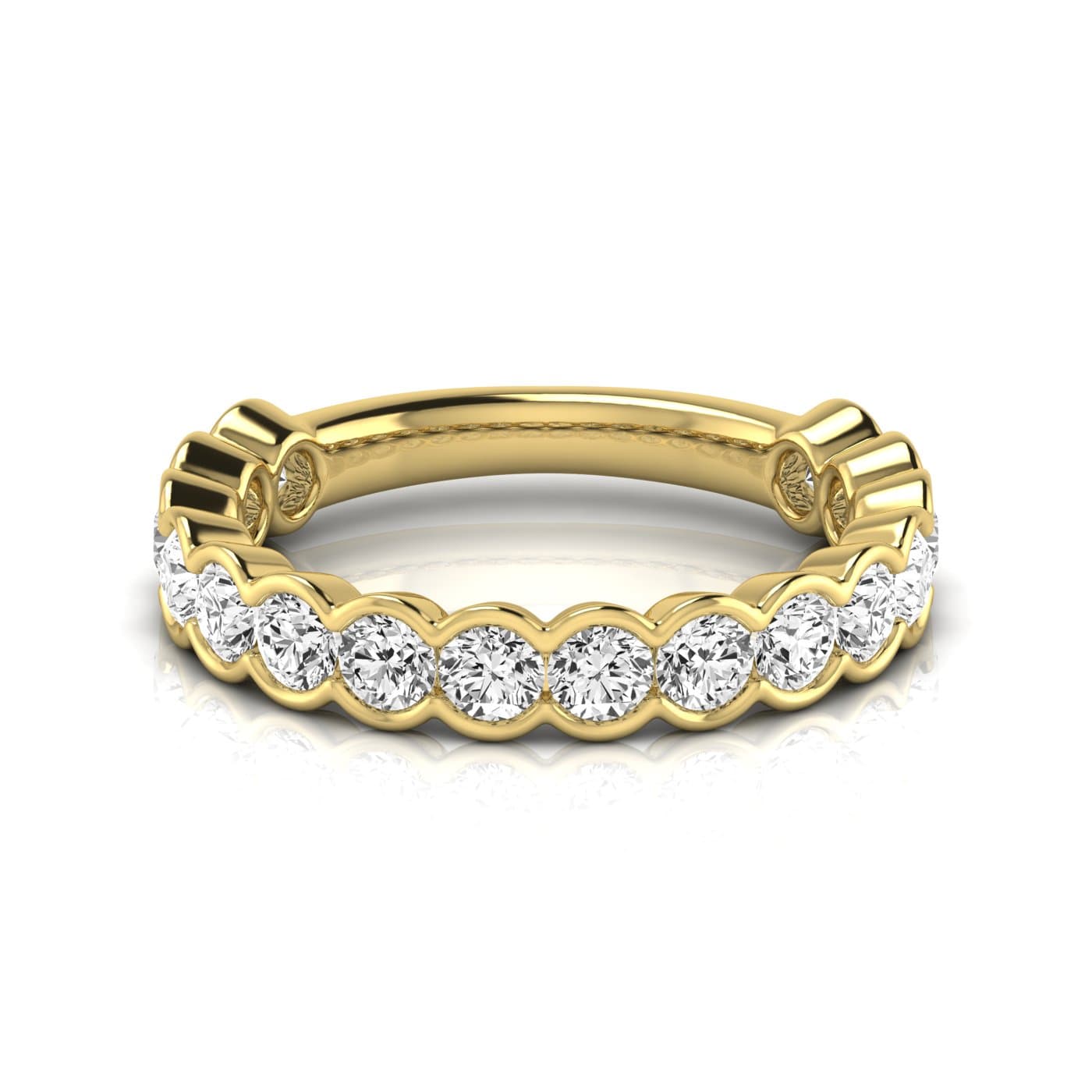 3/4 Spread Round Diamond Wedding Band (1.6 ct. tw.), Side view in yellow gold