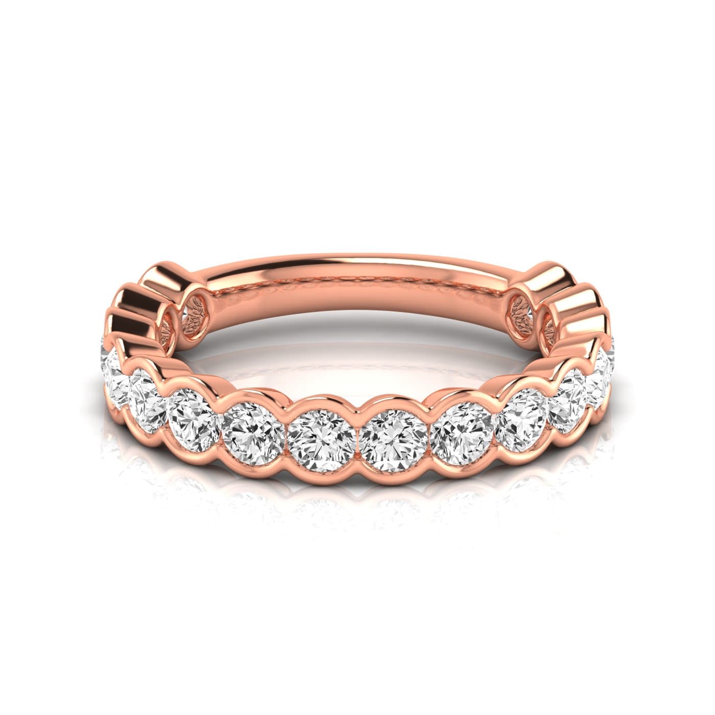 3/4 Spread Round Diamond Wedding Band (1.6 ct. tw.), Side view in rose gold