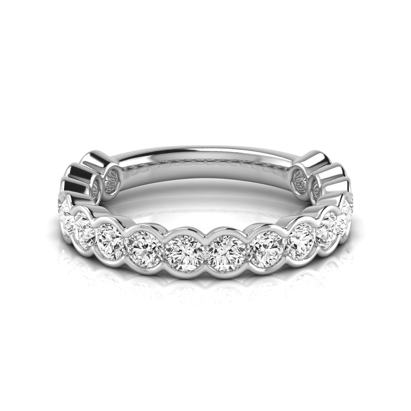 3/4 Spread Round Diamond Wedding Band (1.6 ct. tw.), Side view in white gold or platinum