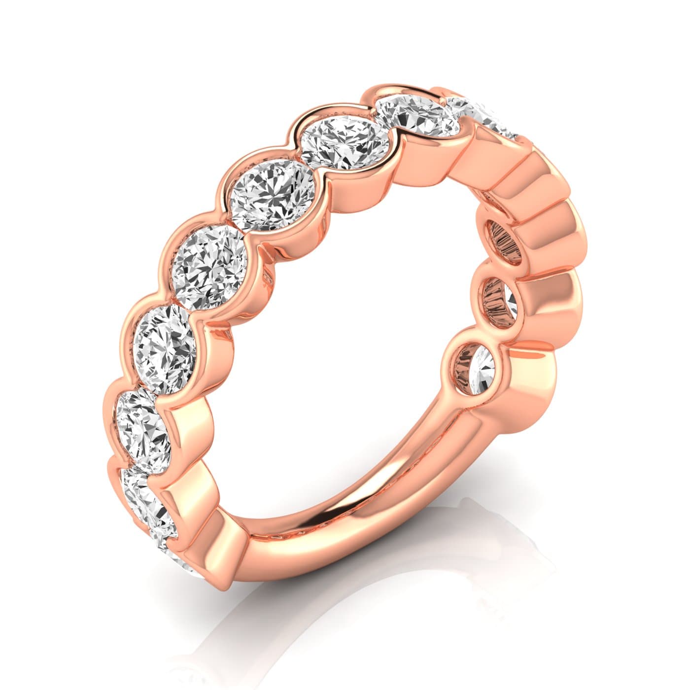3/4 Spread Round Diamond Wedding Band (3 1/4 ct. tw.), Front view in rose gold