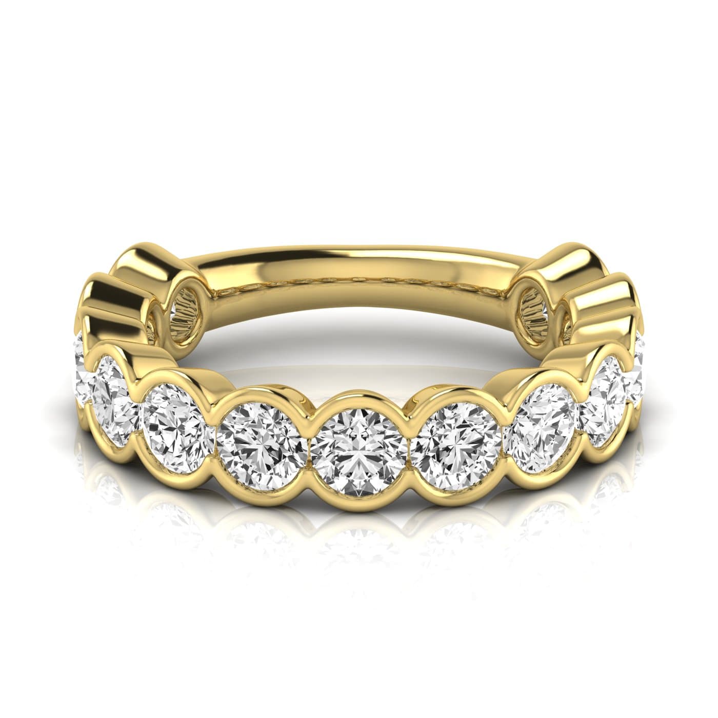 3/4 Spread Round Diamond Wedding Band (3 1/4 ct. tw.), Side view in yellow gold