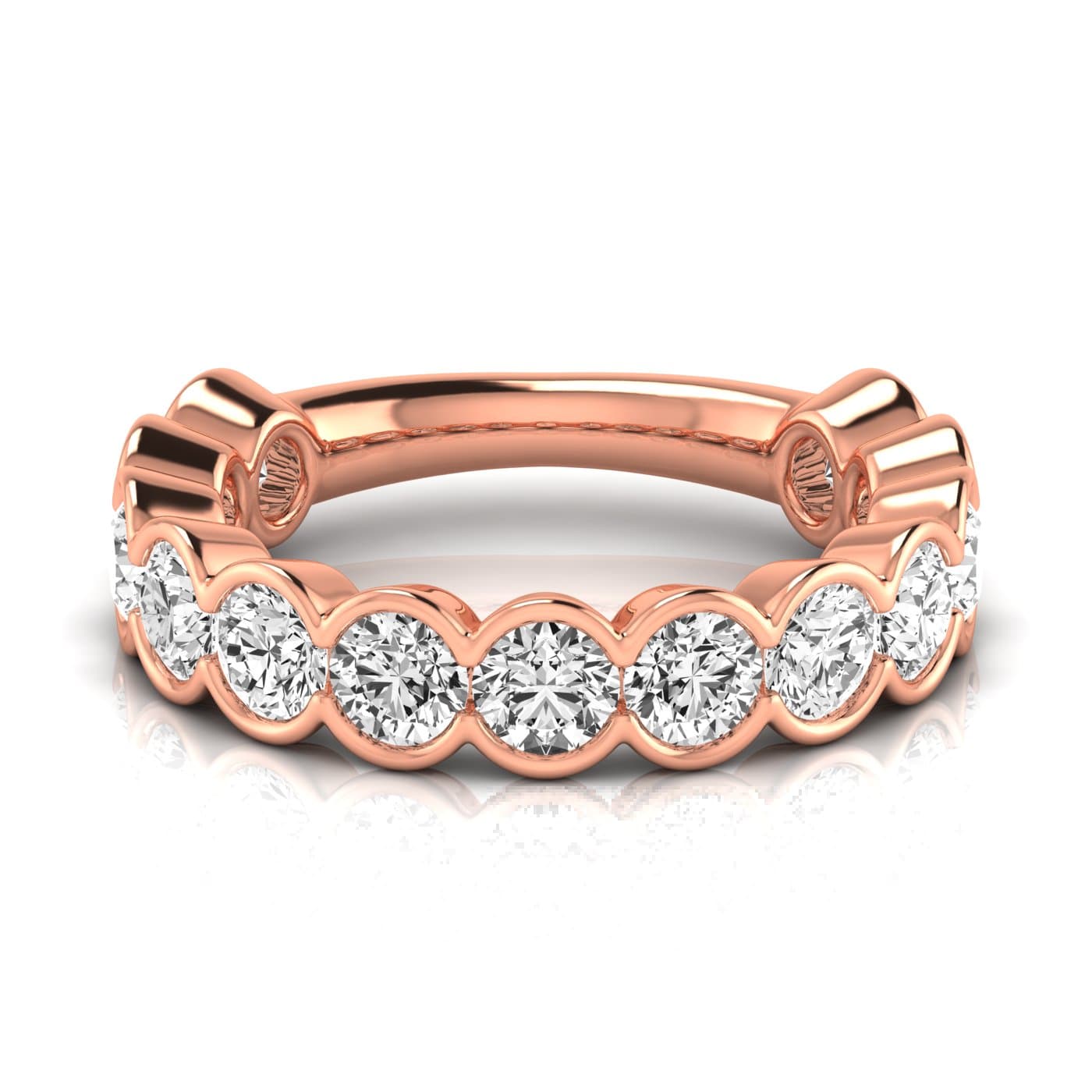 3/4 Spread Round Diamond Wedding Band (3 1/4 ct. tw.), Side view in rose gold