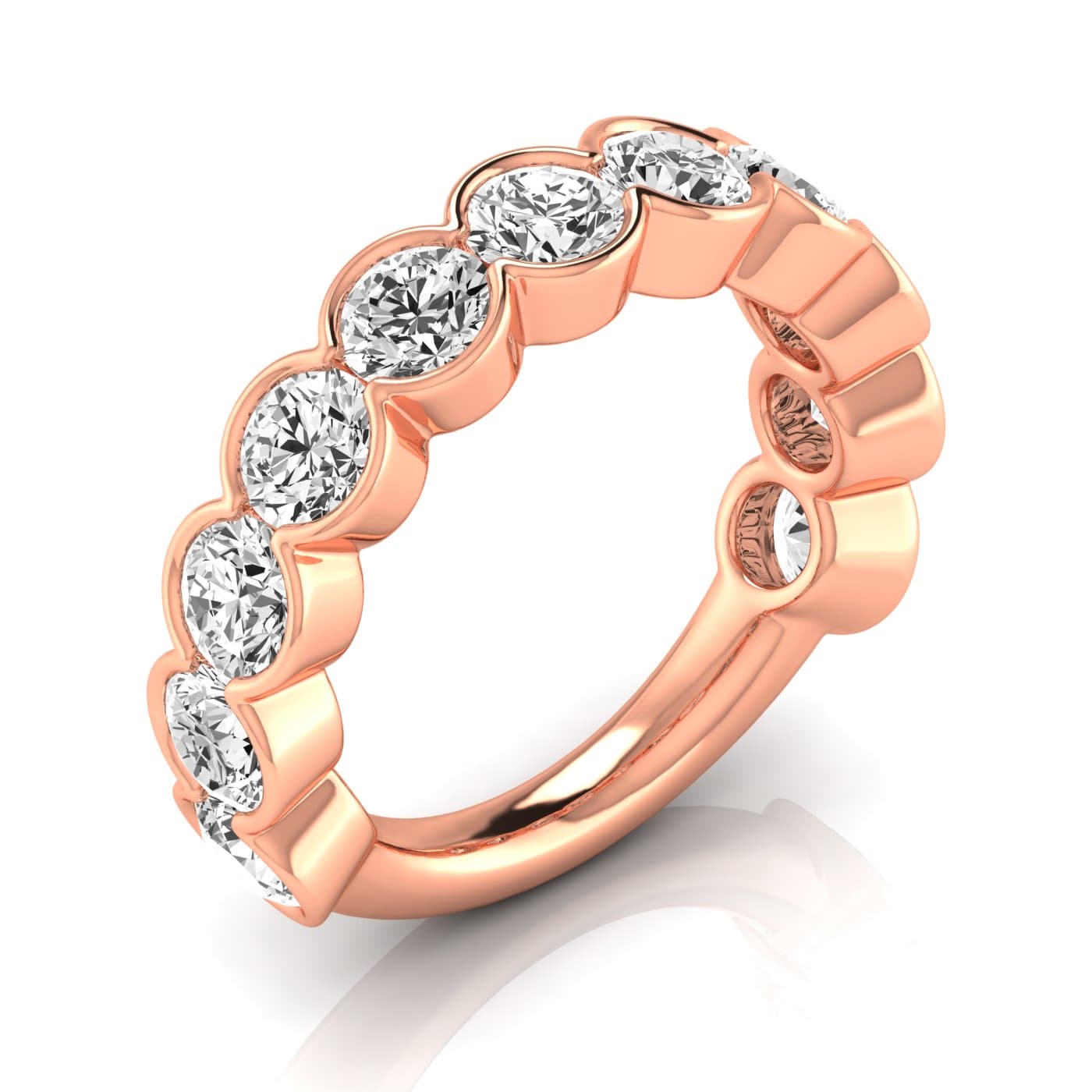 3/4 Spread Round Diamond Wedding Band (3 5/8 ct. tw.), Front view in rose gold