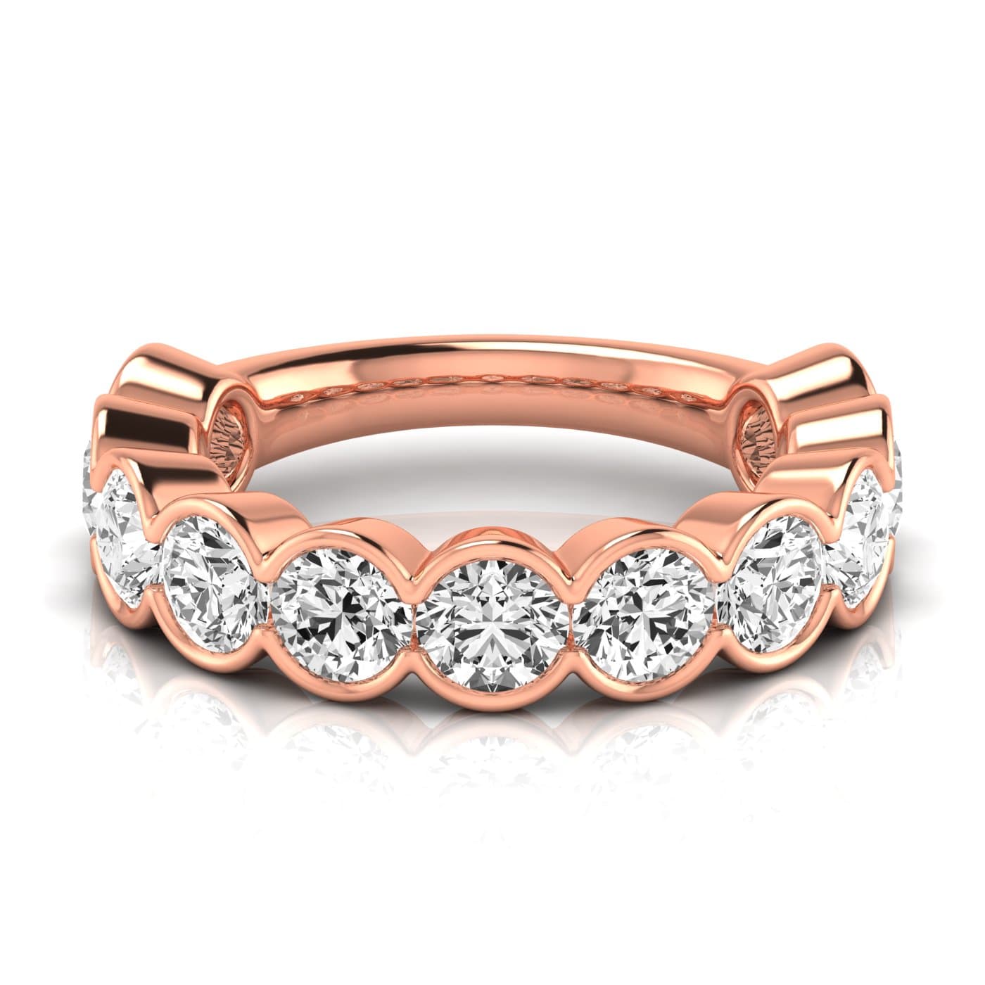 3/4 Spread Round Diamond Wedding Band (3 5/8 ct. tw.), Side view in rose gold