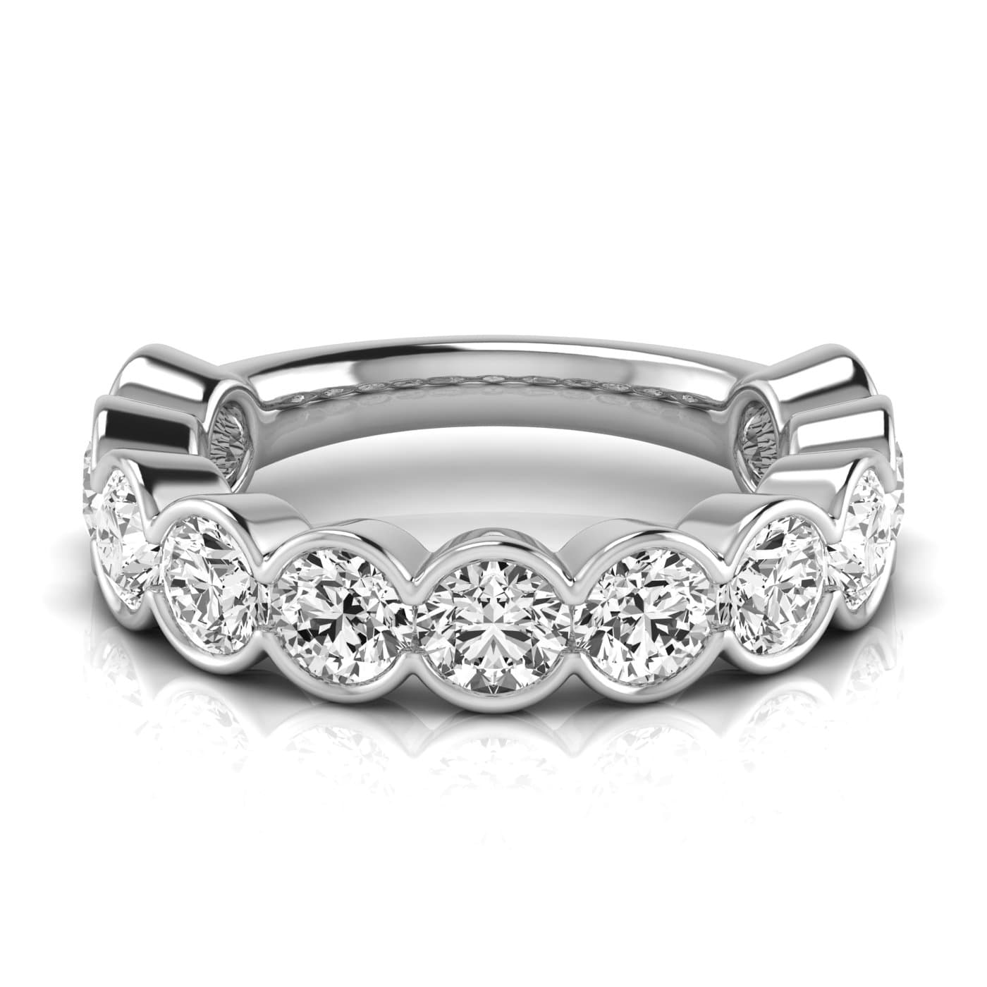3/4 Spread Round Diamond Wedding Band (3 5/8 ct. tw.), Side view in white gold or platinum
