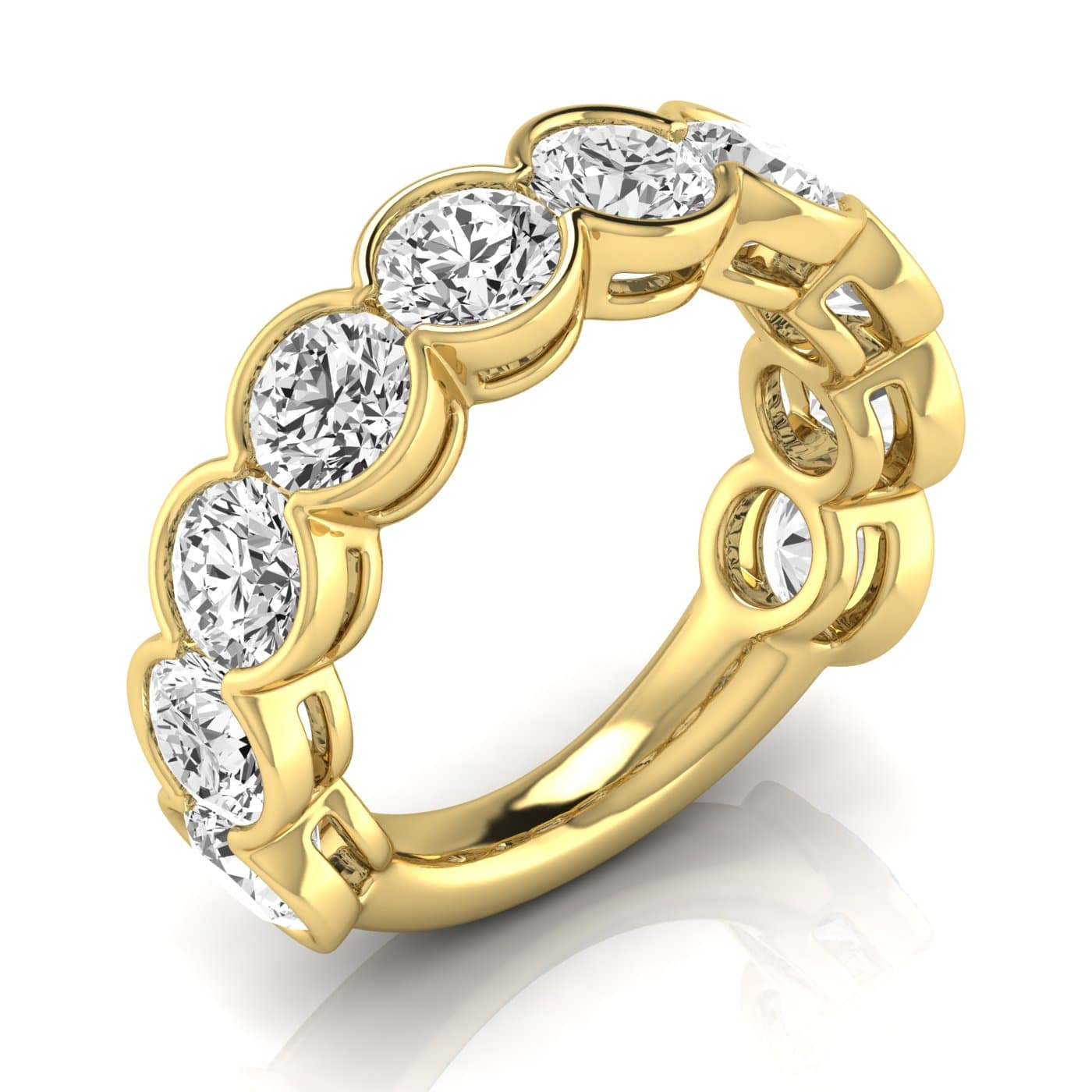 3/4 Spread Round Diamond Wedding Band (5 ct. tw.), Front view in yellow gold