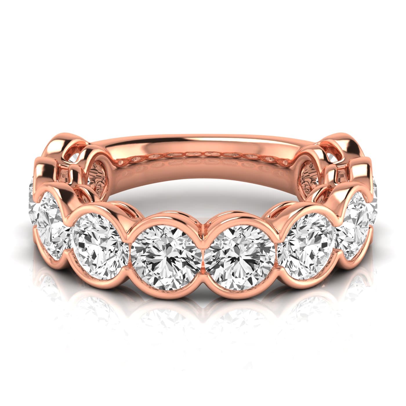 3/4 Spread Round Diamond Wedding Band (5 ct. tw.), Side view in rose gold