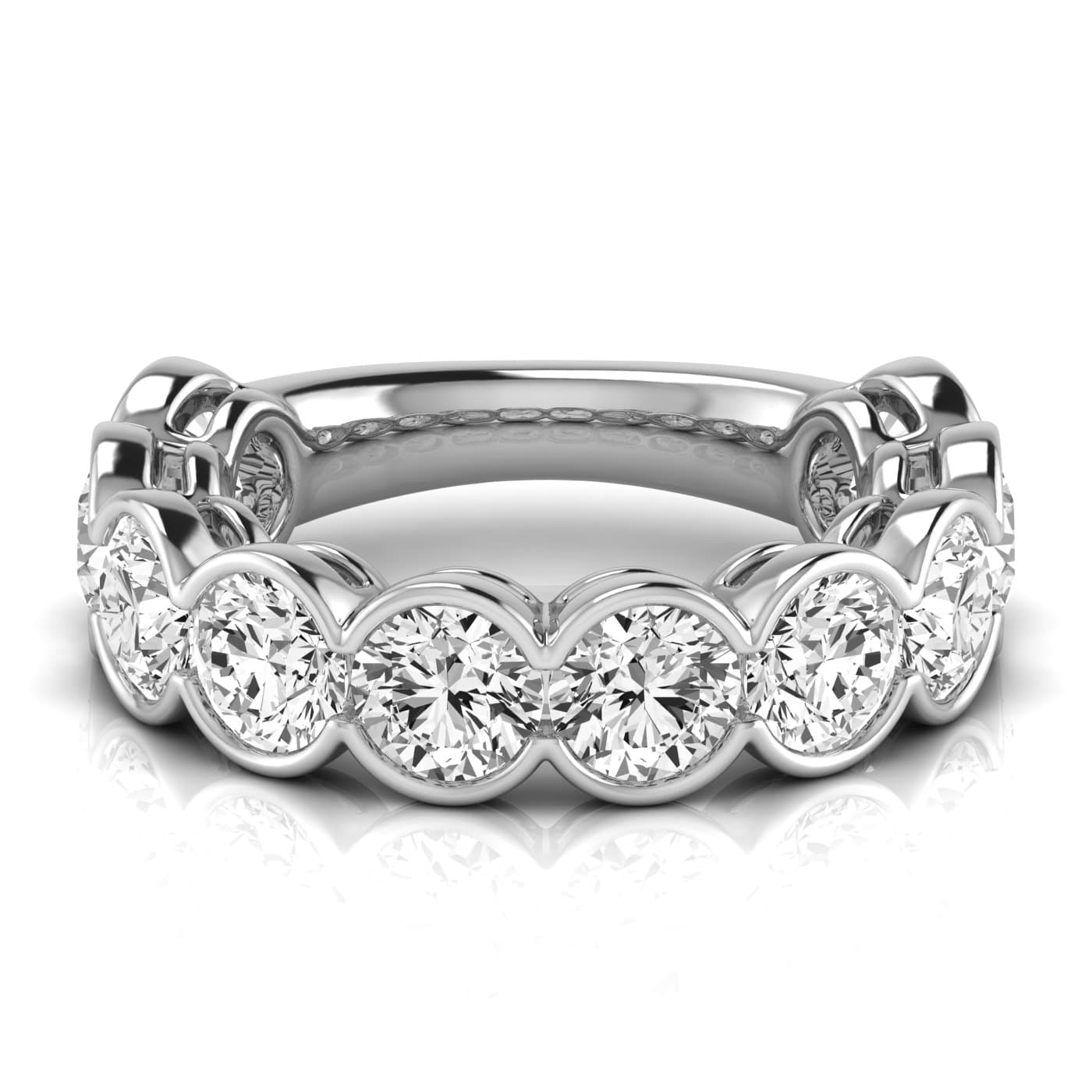 3/4 Spread Round Diamond Wedding Band (5 ct. tw.), Side view in white gold or platinum