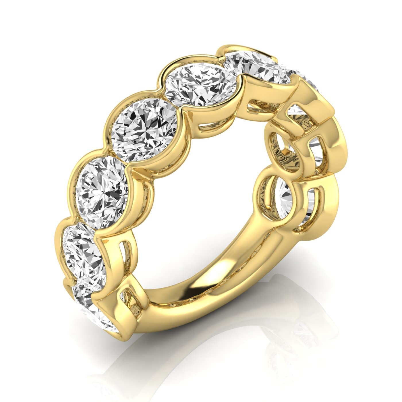 3/4 Spread Round Diamond Wedding Band (6 3/4 ct. tw.), Front view in yellow gold