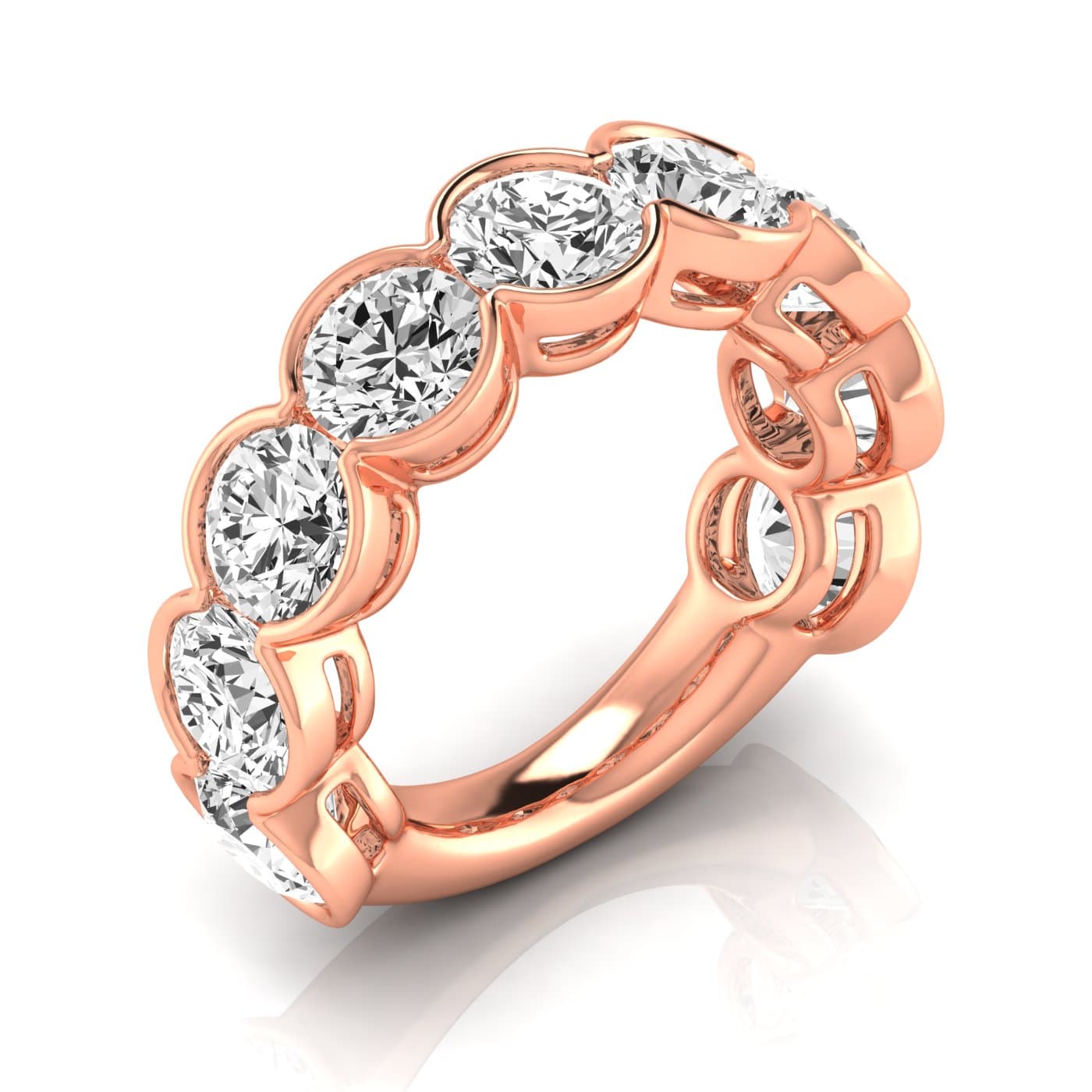 3/4 Spread Round Diamond Wedding Band (6 3/4 ct. tw.), Front view in rose gold