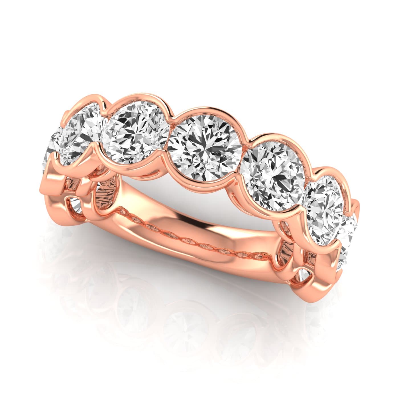 3/4 Spread Round Diamond Wedding Band (6 3/4 ct. tw.), On hand view in rose gold
